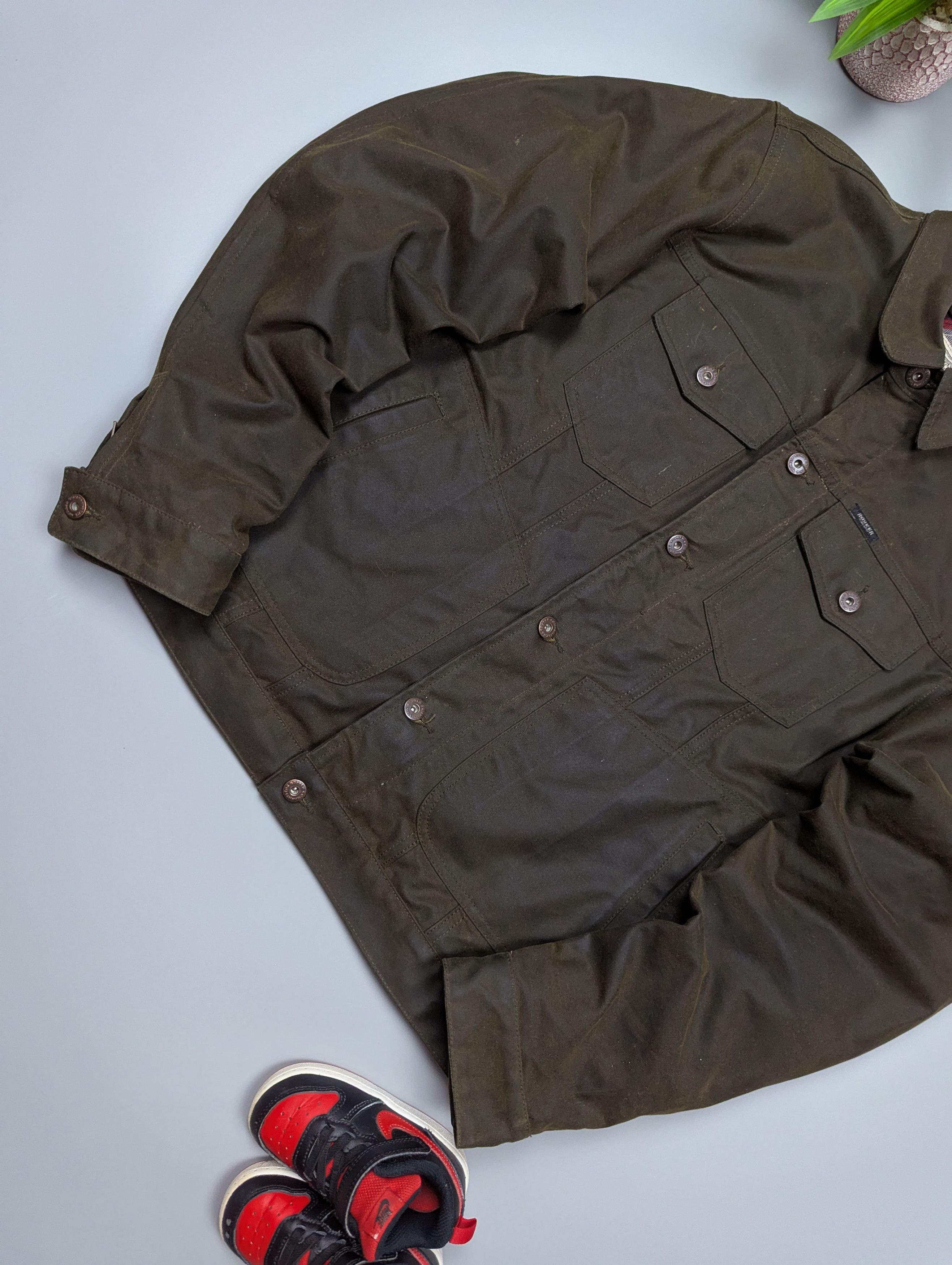 THE ROKKER COMPANY ROKKER Brown Waxed Moto Jacket M/L Waterproof Biker Size US L / EU 52-54 / 3 - 3 Thumbnail