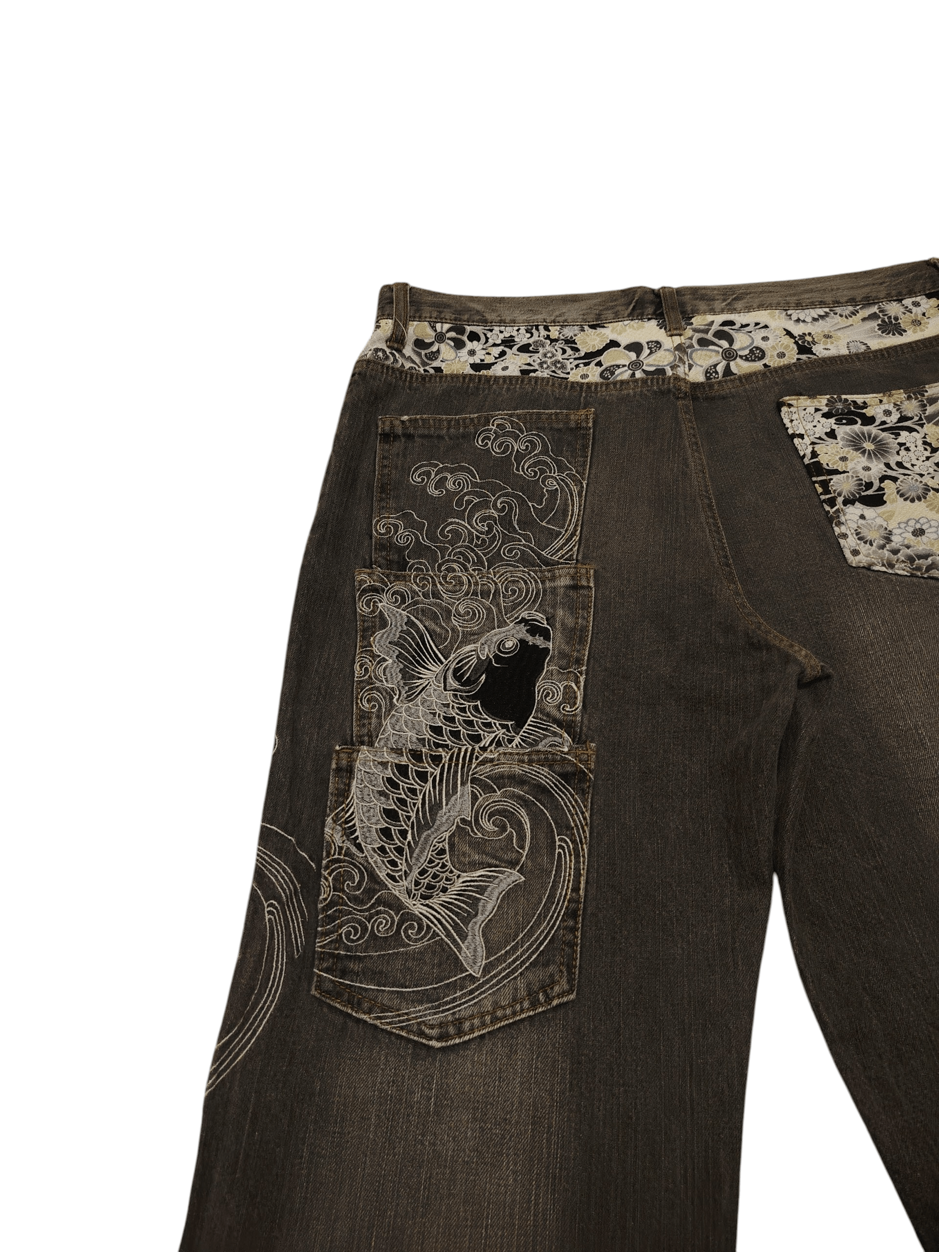 Karakuri Tamashii Rare!!! Japan Karakuri koi fish Embroidered Sick back Pocket Size US 34 / EU 50 - 12 Thumbnail
