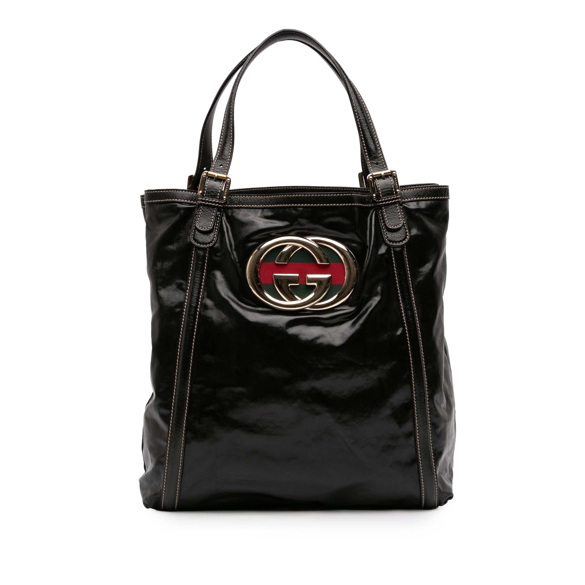 Gucci Gucci Patent Dialux Britt Web Tote Size ONE SIZE - 1 Thumbnail
