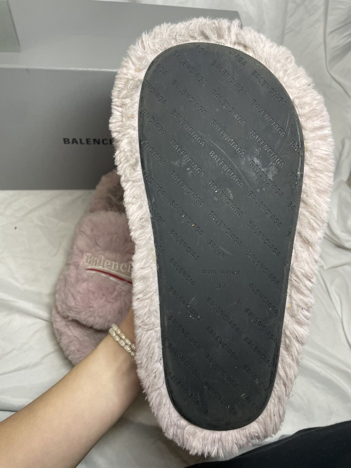 Balenciaga Balenciagia fluffy light pink platform slippers Size US 7 / IT 37 - 4 Thumbnail