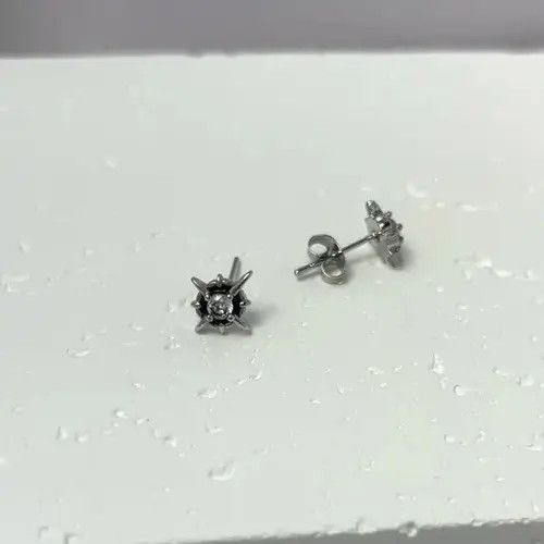 Other 925 Silver Plated CZ Star Stud Earrings for Men Women Size ONE SIZE - 3 Thumbnail