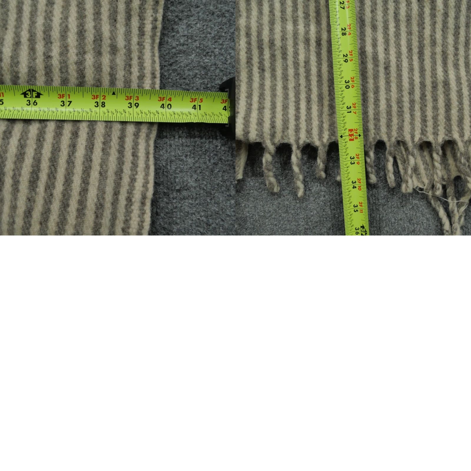 Vintage Artesanias Poncho Womens Adult Grey Tan Built In Scarf Wool Made In Mexico FR Size ONE SIZE - 8 Thumbnail