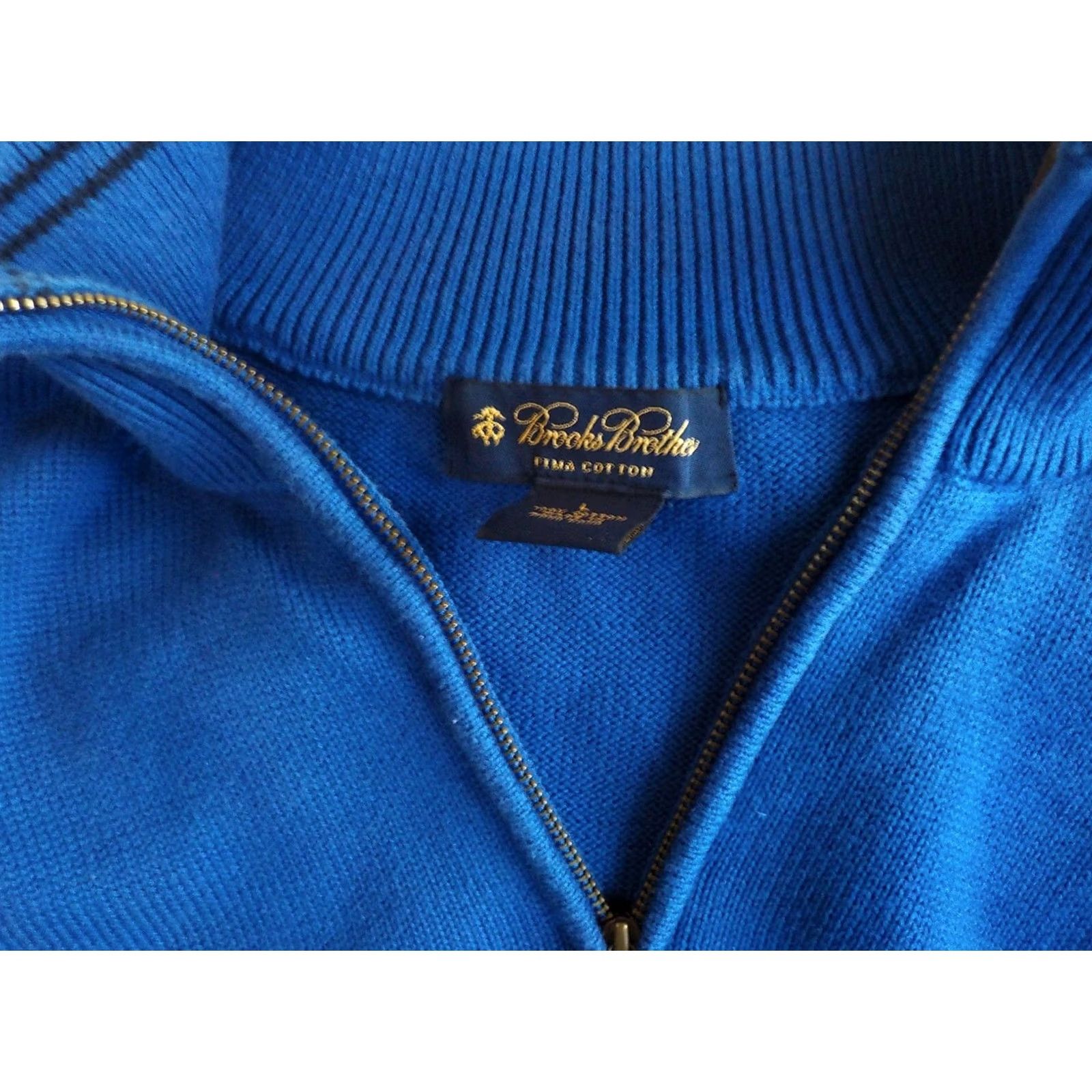 Brooks Brothers BROOKS BROTHERS 1/4 Zip Pullover Sweater 100% Cotton Blue L Mens Knit Mock Neck Ribbed Collar Cuffs Waistband Style Pullover Regular Size Large Size US L / EU 52-54 / 3 - 4 Thumbnail