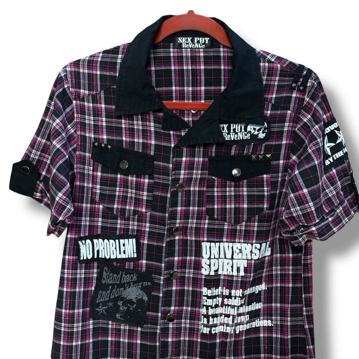 Sex Pot ReVeNGe Sex Pot Revenge Skull Patches Studded Punk Flannel Shirt Size US S / EU 44-46 / 1 - 3 Thumbnail