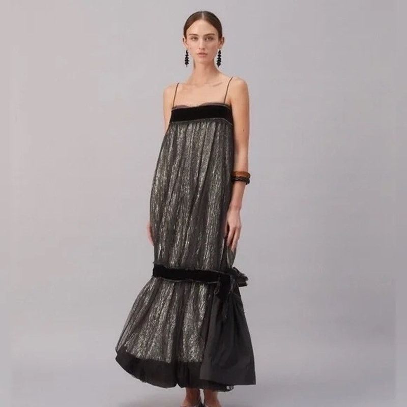 Tory Burch Tory Burch Crinkle Stripe Lamé Dress black silver Size 6 Size M / US 6-8 / IT 42-44 - 11 Thumbnail