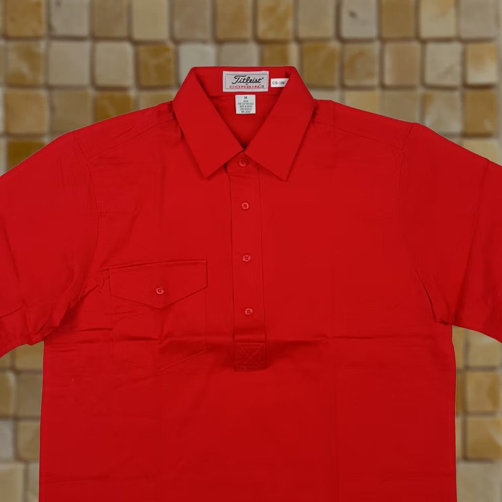 Titleist VINTAGE Titleist Polo Shirt Men Red Collared Short Sleeve Pullover Button Dress Shirt 90s Golf Casual Size M Size 40R - 1 Thumbnail