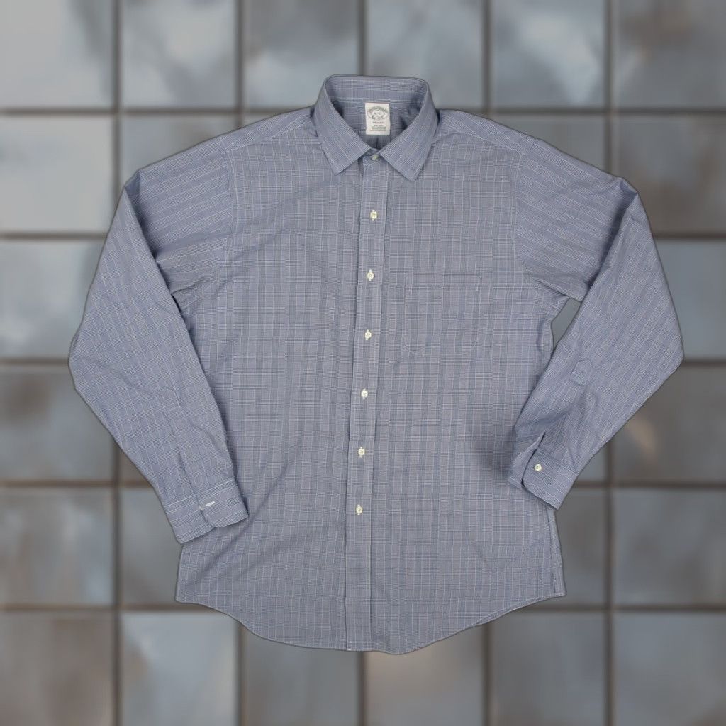Brooks Brothers Brooks Brothers Dress Shirt Mens 16-35 Blue Non-Iron Regent Supima Cotton Check Shirt Size 34R - 1 Thumbnail