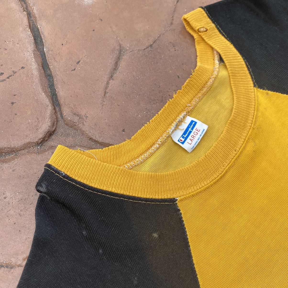 Champion Thrashed Vintage 70s Champion Blue Bar ERD GRUNGE FADED TEE Size US L / EU 52-54 / 3 - 3 Thumbnail