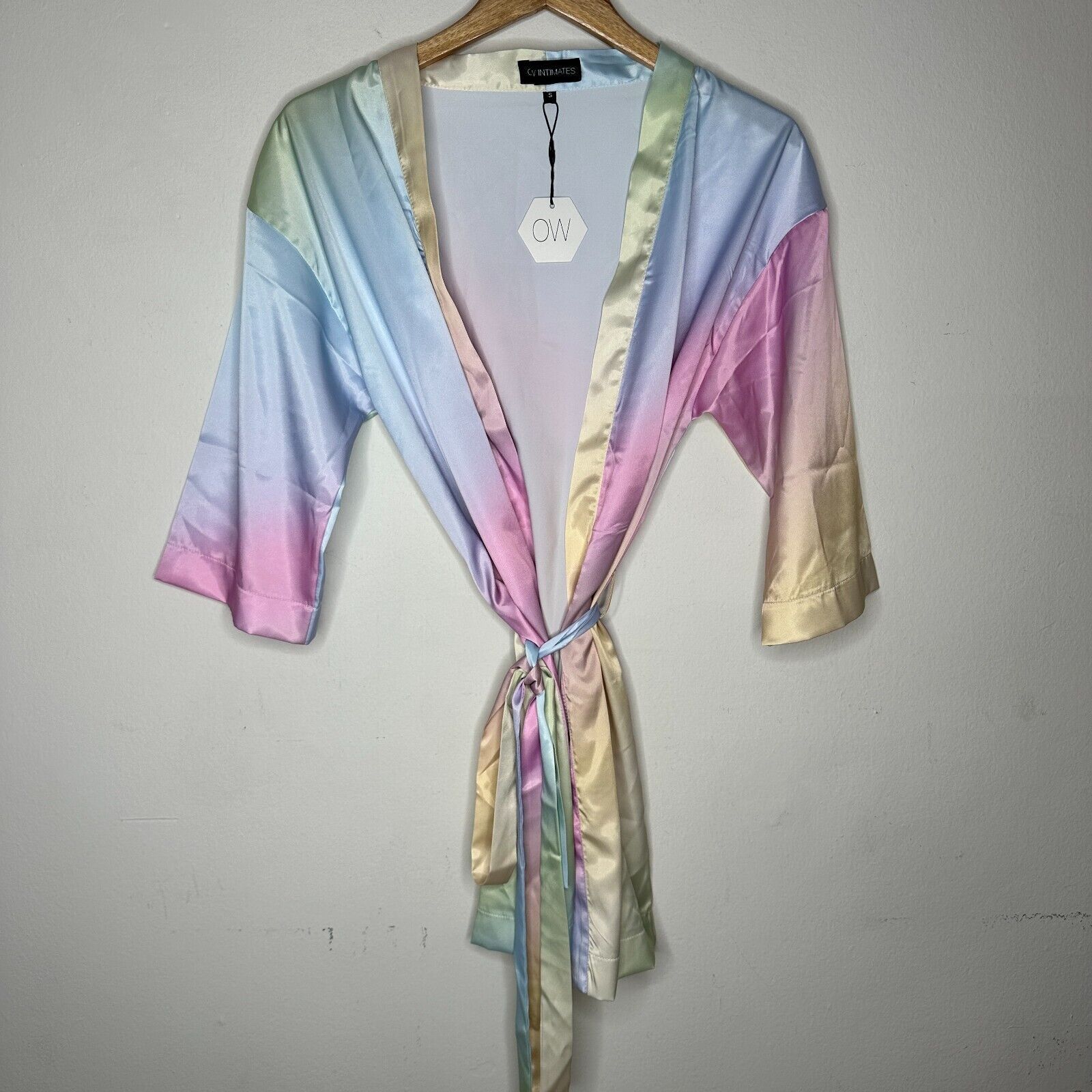 Other NWT OW Intimates Pastel Kimono Open Satin Tie Waist Robe S Size 27" / US 4 / IT 40 - 2 Thumbnail