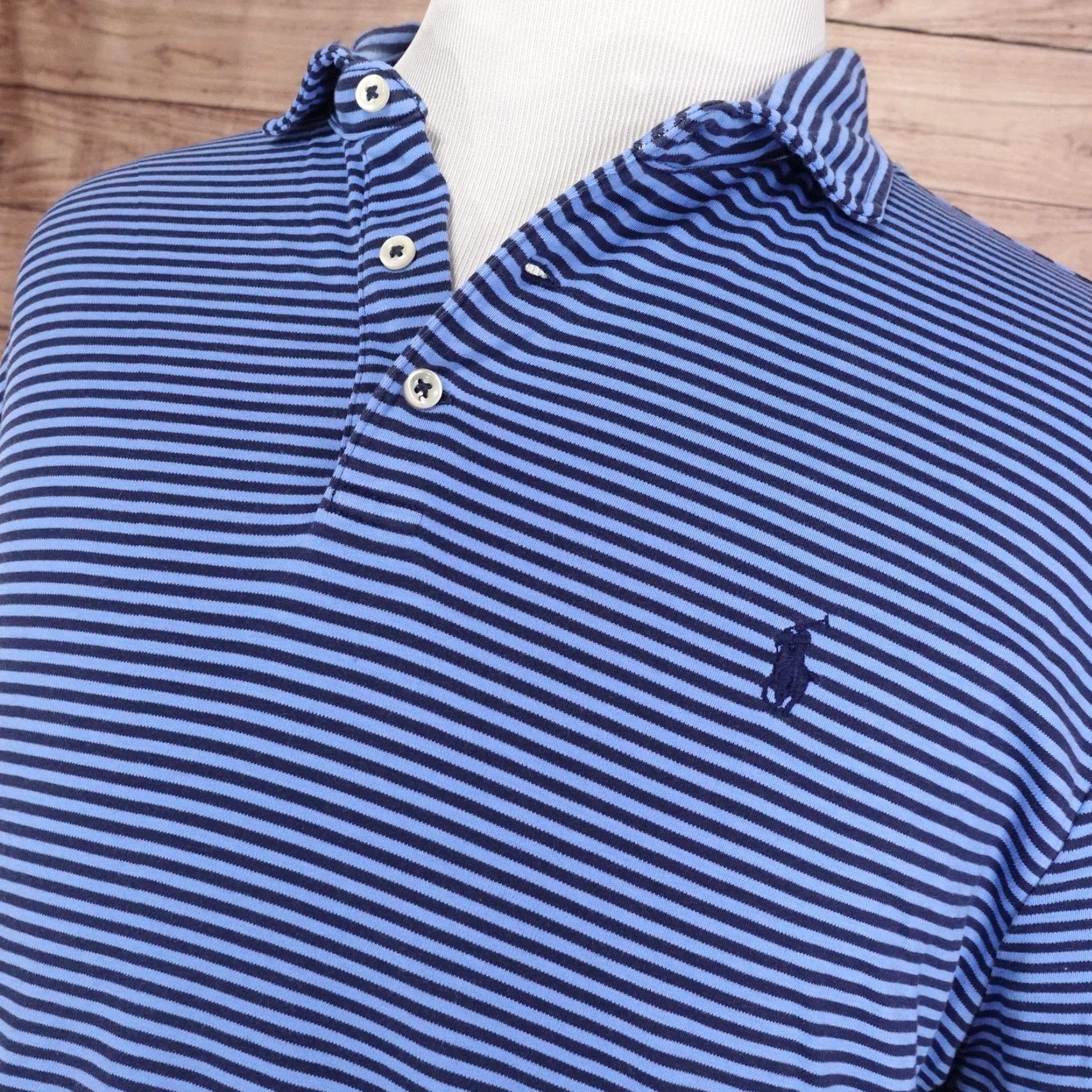 Polo Ralph Lauren Polo Ralph Lauren Polo Shirt Mens XL Blue Stripe Classic Fit Soft Touch Cotton Shirt Size US XL / EU 56 / 4 - 2 Thumbnail