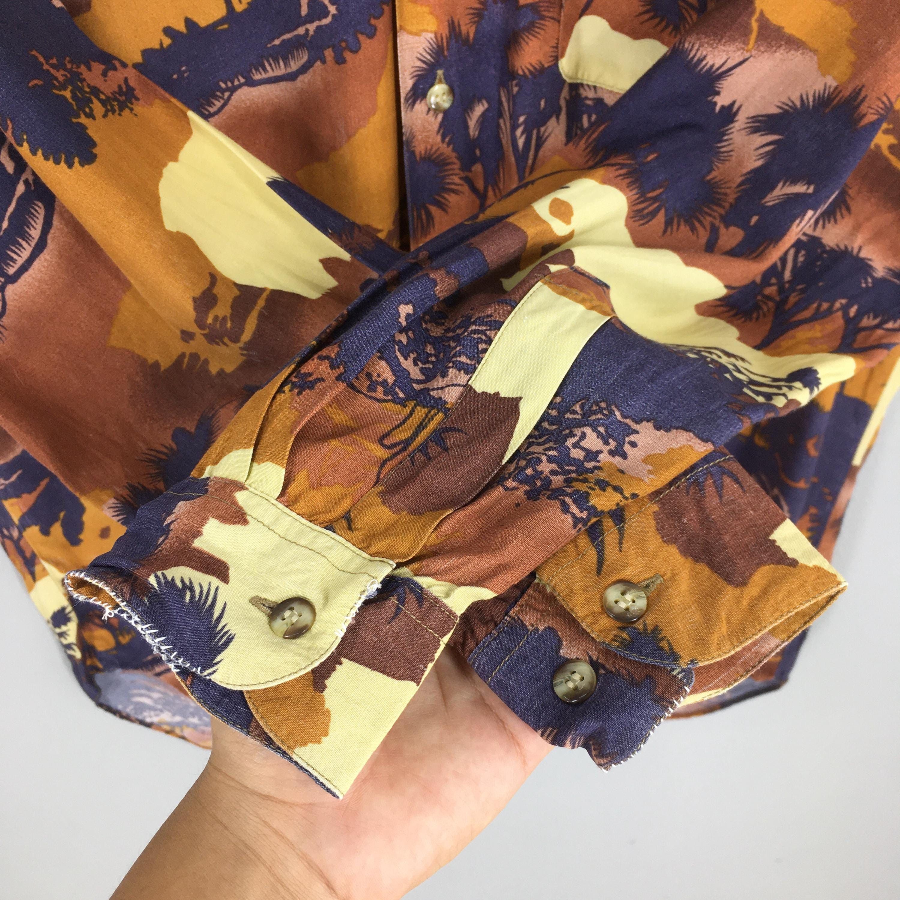Flannel × Vintage Vintage 80s Jungle Abstract Rayon Shirt Large Size US L / EU 52-54 / 3 - 4 Thumbnail