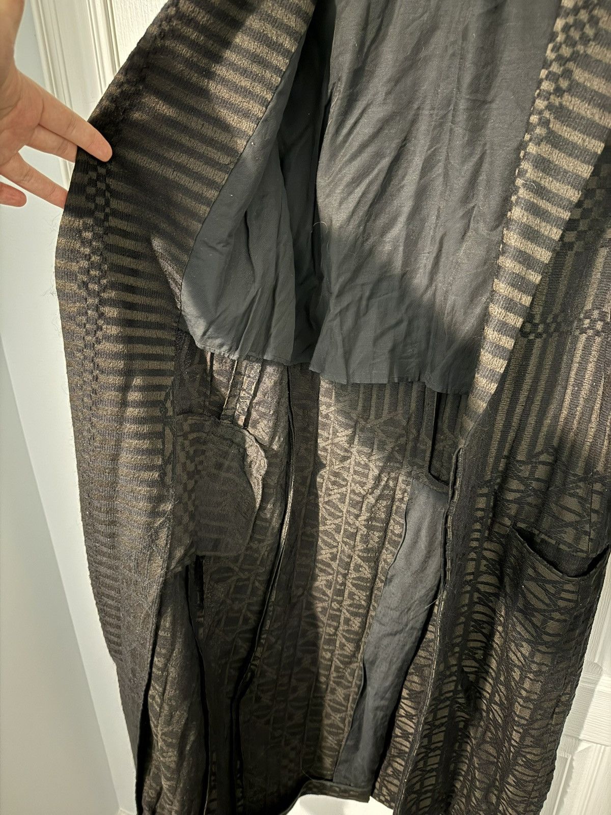Haider Ackermann Black Brown Geometric Printed Wool And Silk Coat Size US M / EU 48-50 / 2 - 6 Thumbnail