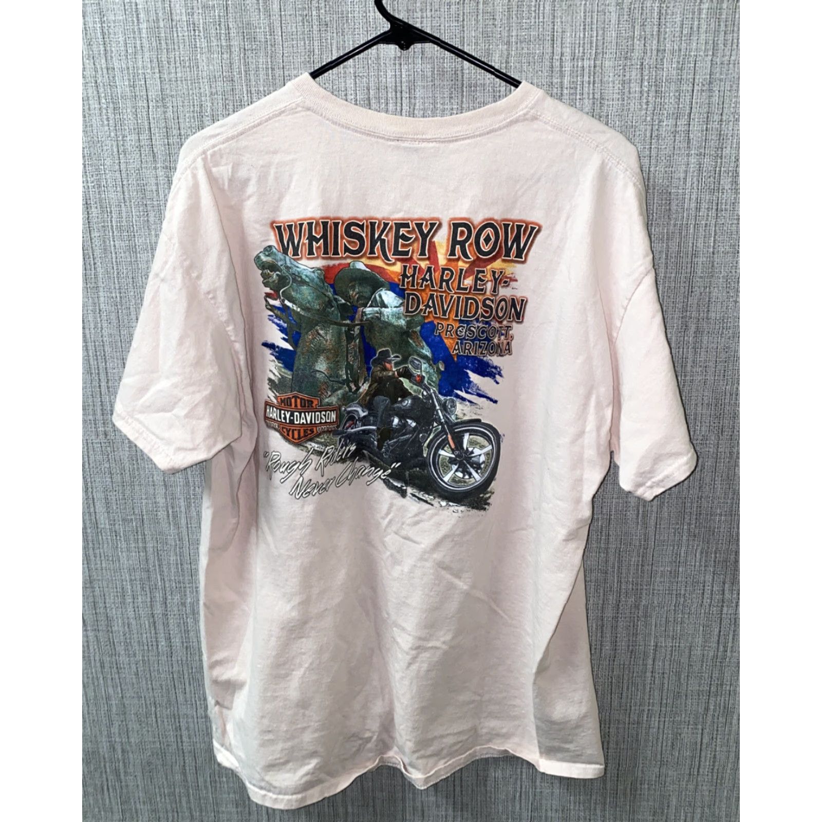 Harley Davidson Harley-Davidson T-Shirt Pink Mens Short Sleeve Graphic 23 In Armpit L Regular Cotton? Vintage No Size US L / EU 52-54 / 3 - 4 Thumbnail