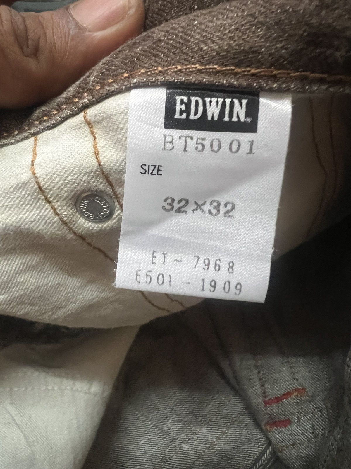 Japanese Brand × Vintage FLARED🔥EDWIN 503 BROWN FADED DISTRESSED DENIM PANT Size US 33 - 9 Thumbnail