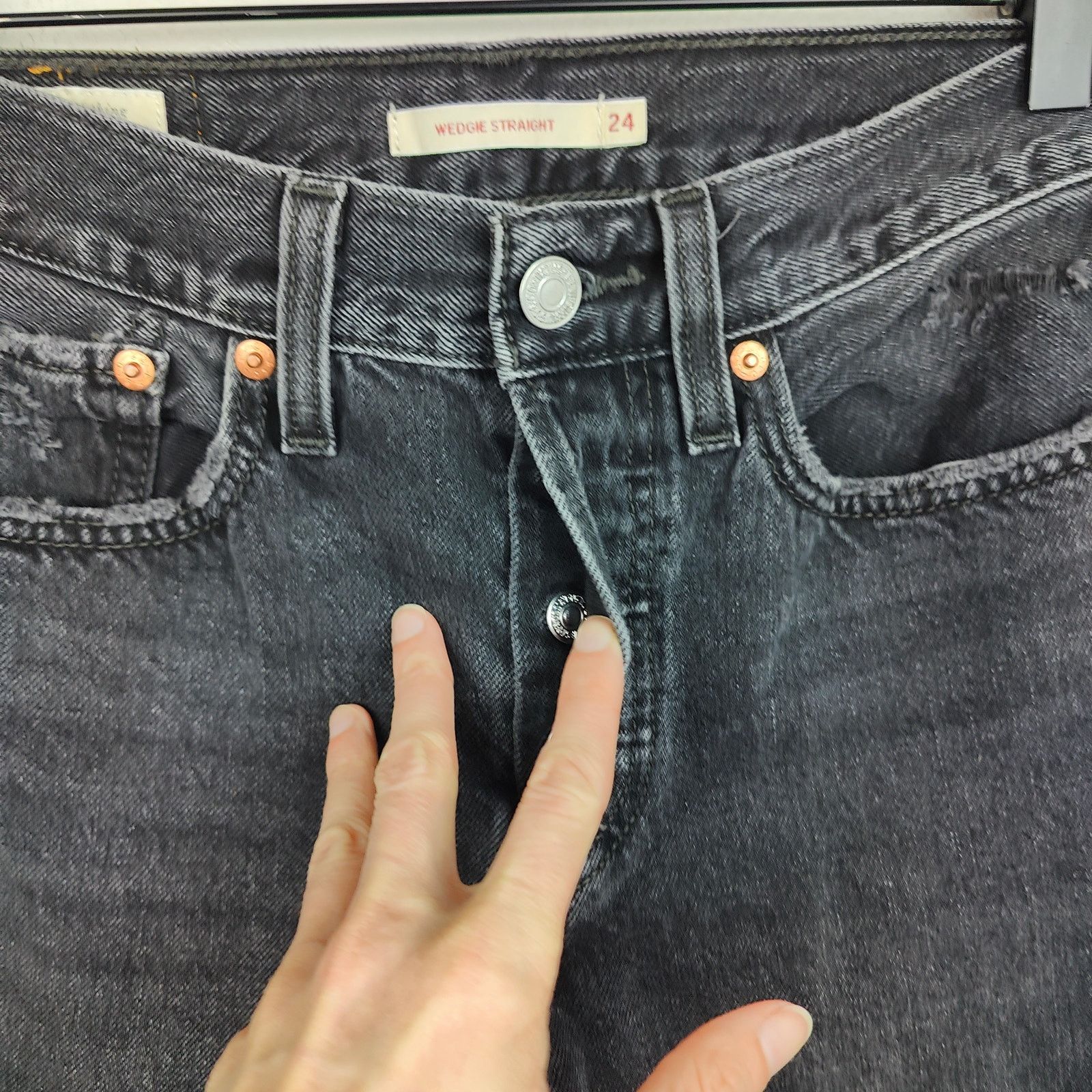 Levi's Levis Wedgie Icon Fit Jeans Womens 24 Black Wash Straight Size 24" / US 00 / IT 34 - 5 Thumbnail