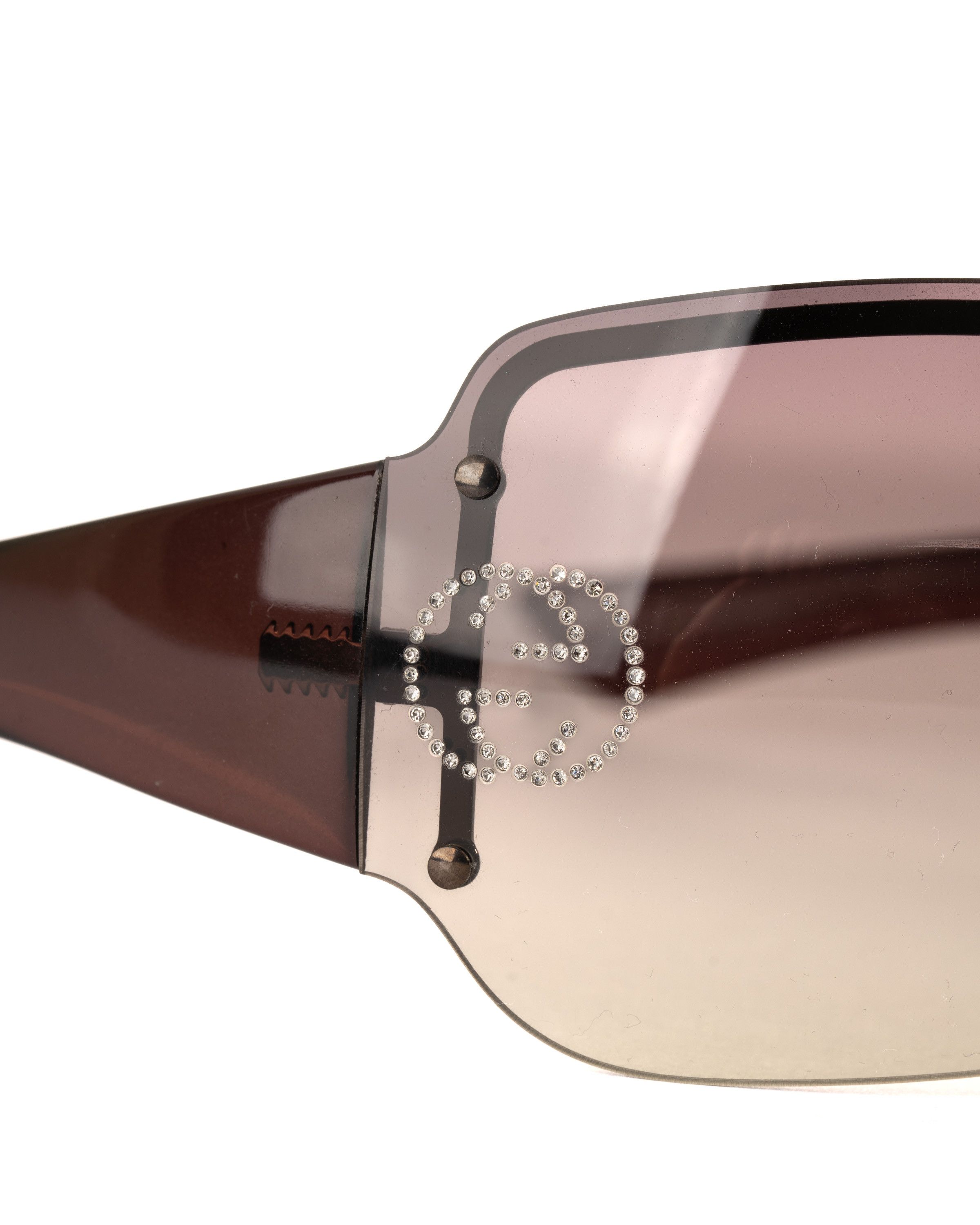 Gucci '00s Crystals Signature Rimless Oversized Sunglasses