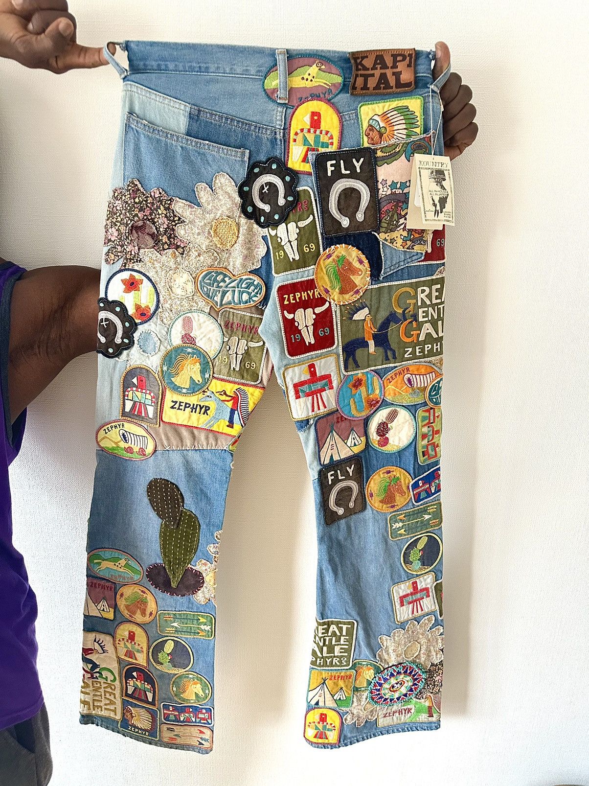 Kapital Kapital 12.5oz 5 Pocket Rat Flared (BEAUTIFUL WORLD INSANE) Size US 32 / EU 48 - 12 Thumbnail