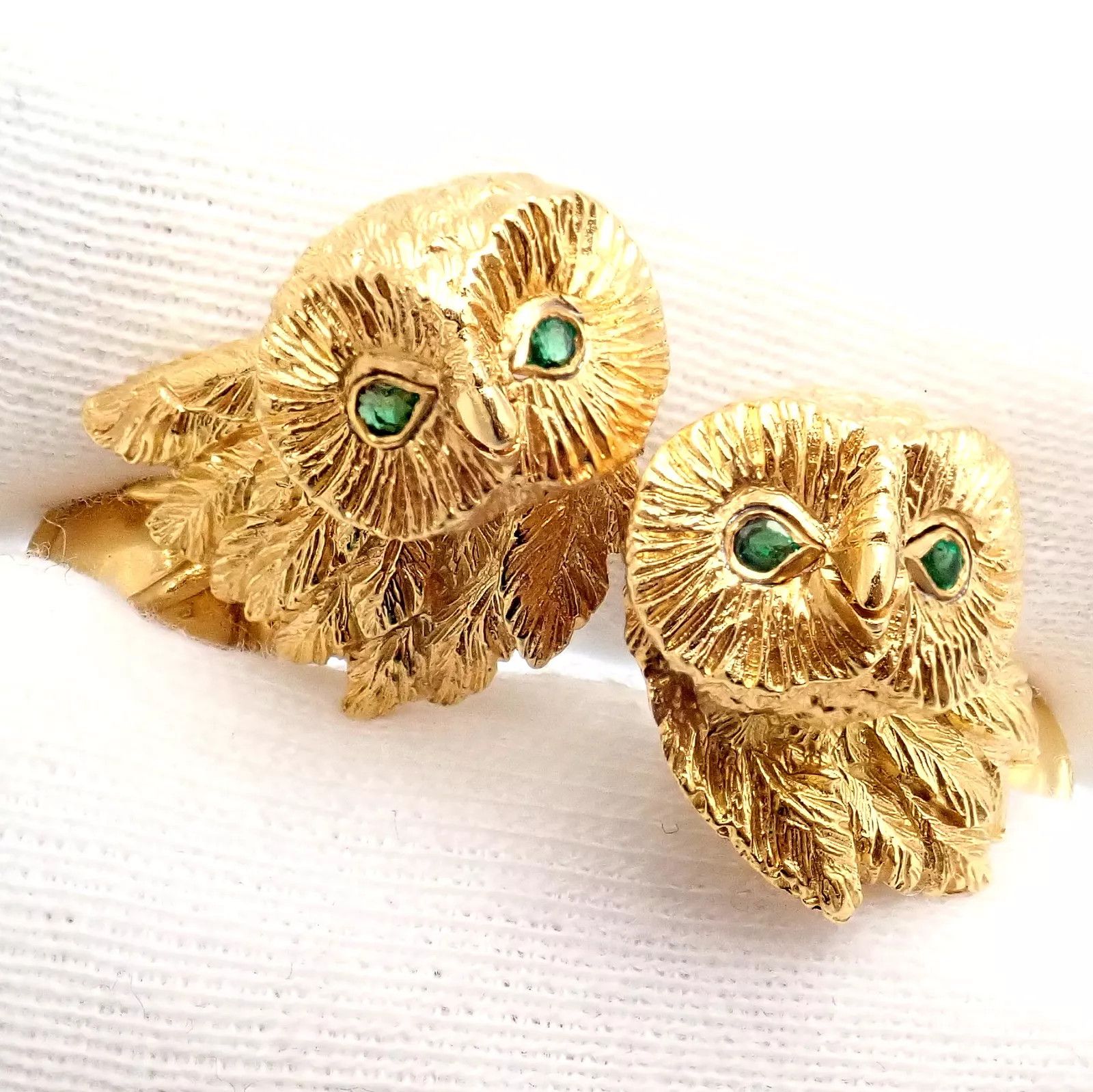 Tiffany & Co. Vintage Tiffany 18k Emerald Owl Germany 1989 Cufflinks Size ONE SIZE - 5 Thumbnail