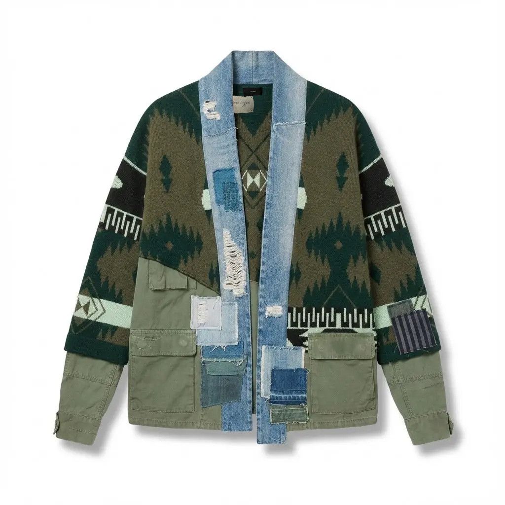 Alanui × Greg Lauren Greg Lauren x Alanui Cashmere Patchwork Kimono Size US M / EU 48-50 / 2 - 1 Thumbnail