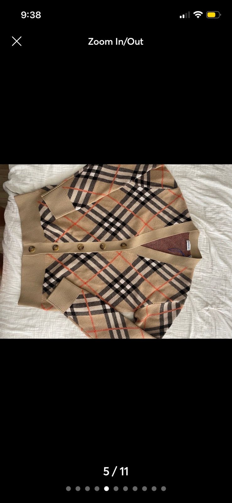 Burberry S Burberry Woman’s Oversized Fit Check Wool Blend Cardigan Size S / US 4 / IT 40 - 5 Thumbnail