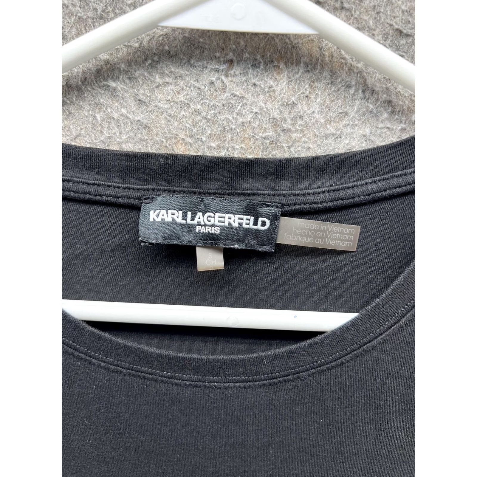 Karl Lagerfeld KARL LAGERFELD PARIS Shirt Womens Small Black Cropped Beaded Embellished Top Size S / US 4 / IT 40 - 2 Thumbnail