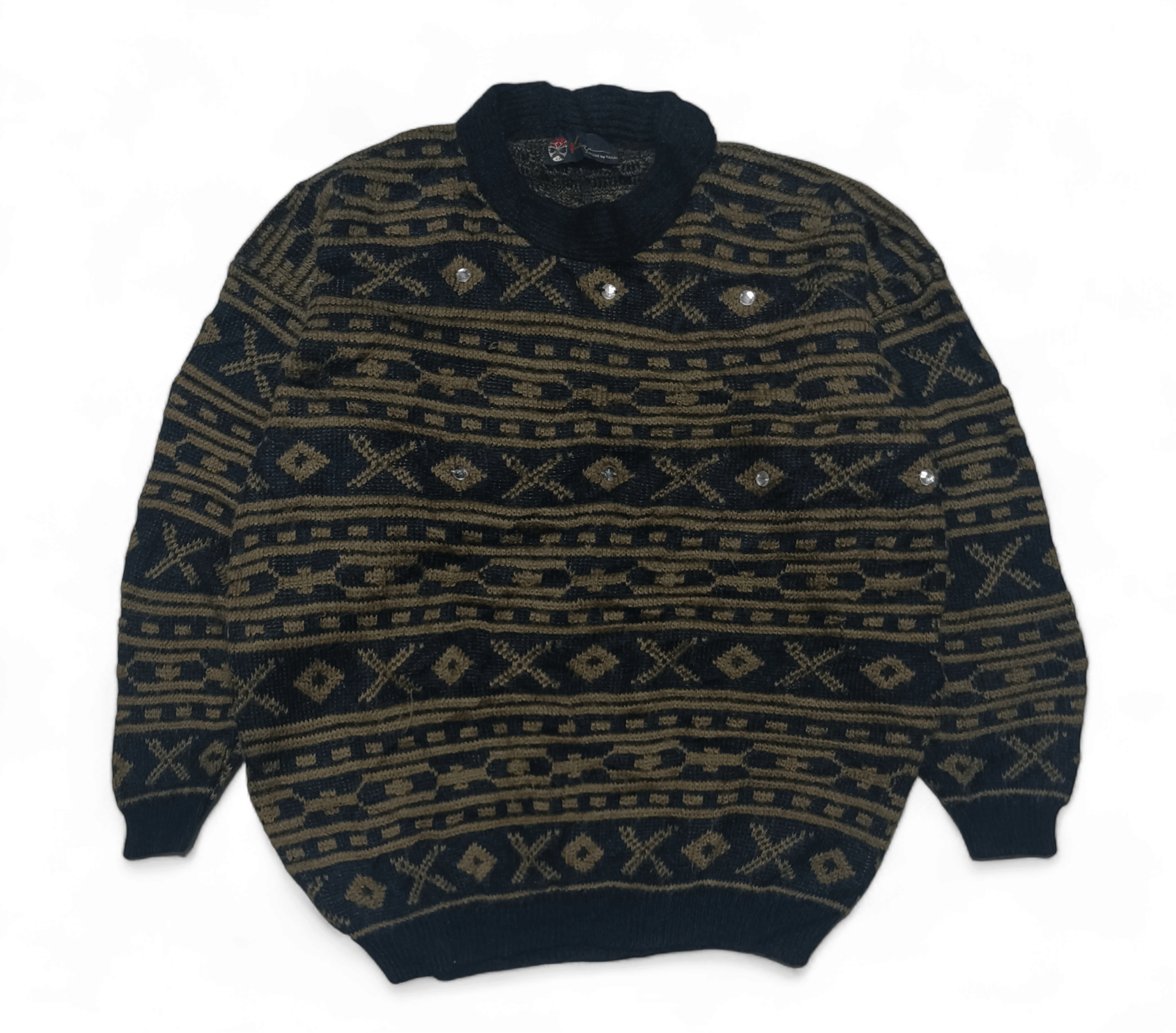 Other Vintage 90s KAZUKI Ethnic Aztec Motifs Mohair Knit Sweater Size US M / EU 48-50 / 2 - 2 Thumbnail