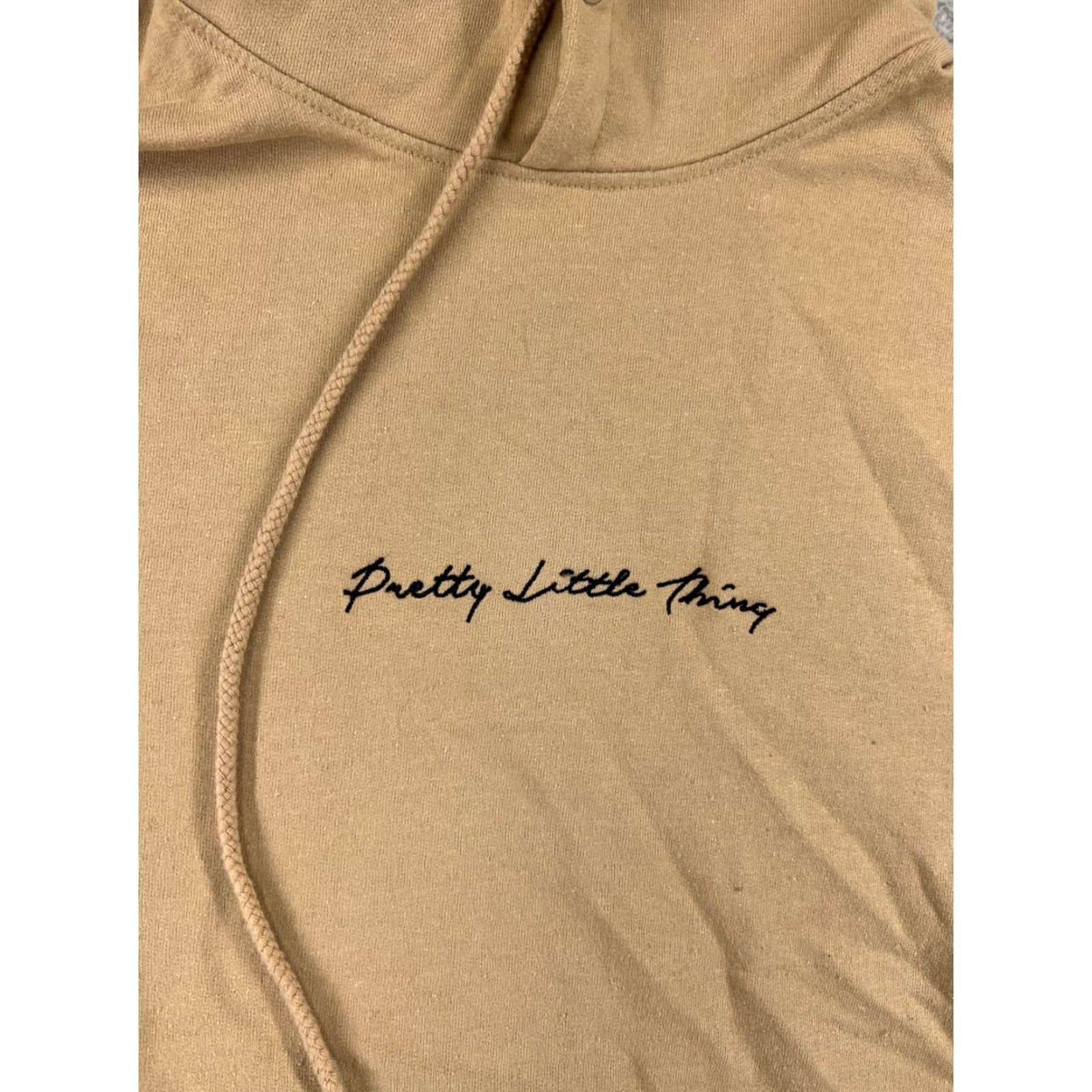PrettyLittleThing VINTAGE PRETTYLITTLETHING Sweater Shirt Womens Medium Beige Hooded Pullover Kangaroo Pocket Size M / US 6-8 / IT 42-44 - 4 Thumbnail