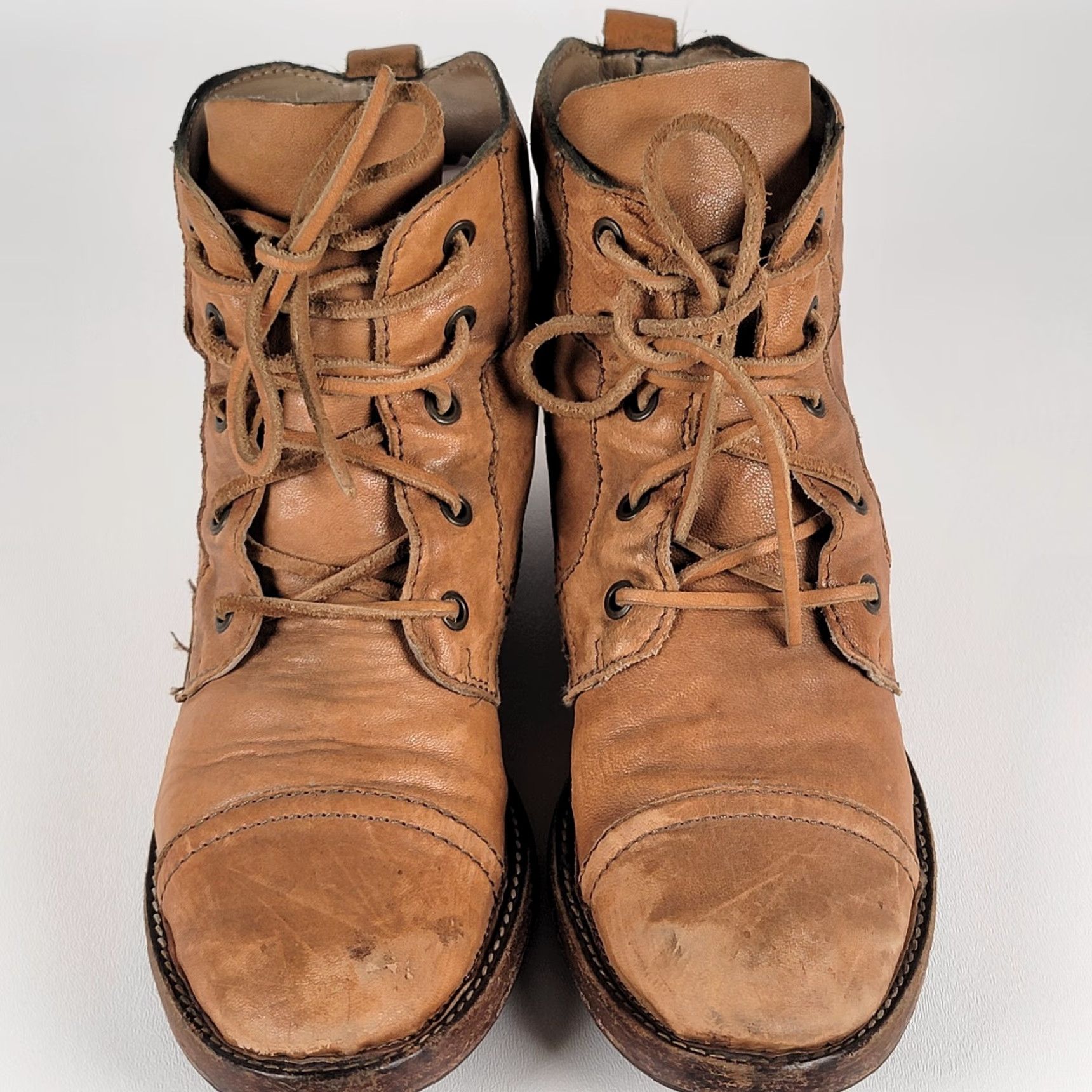 Vintage Bed-Stü Captoe Ankle Boots Mens 38 Brown Tan Leather Leather Cap Toe Boots Mens Shoes Size US 6 / EU 39 - 2 Thumbnail