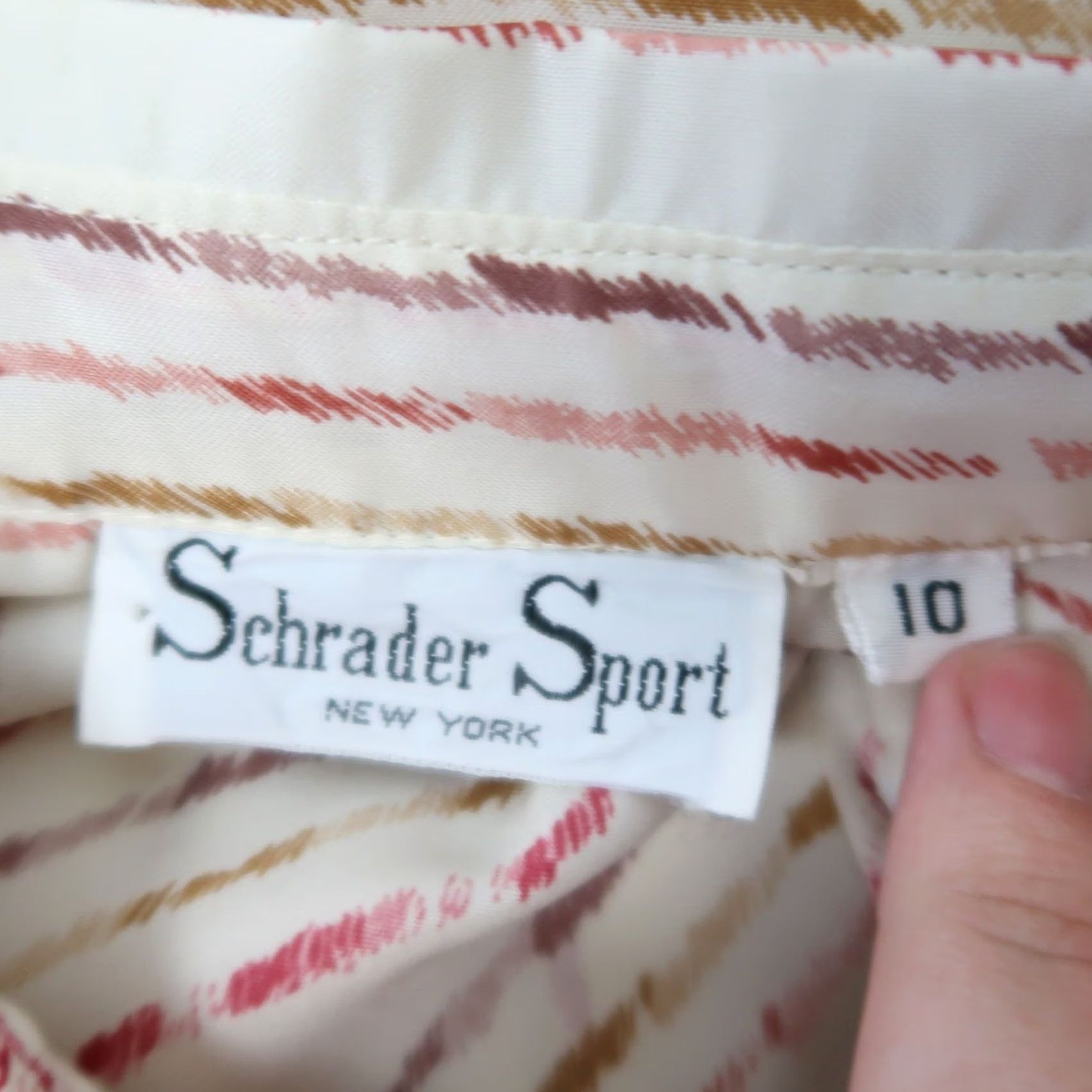 Vintage VINTAGE Schrader Sport cream red stripe Midi Shirt Dress 10 Womens 80s Secretary/Geek - Wear to Work Size L / US 10 / IT 46 - 5 Thumbnail
