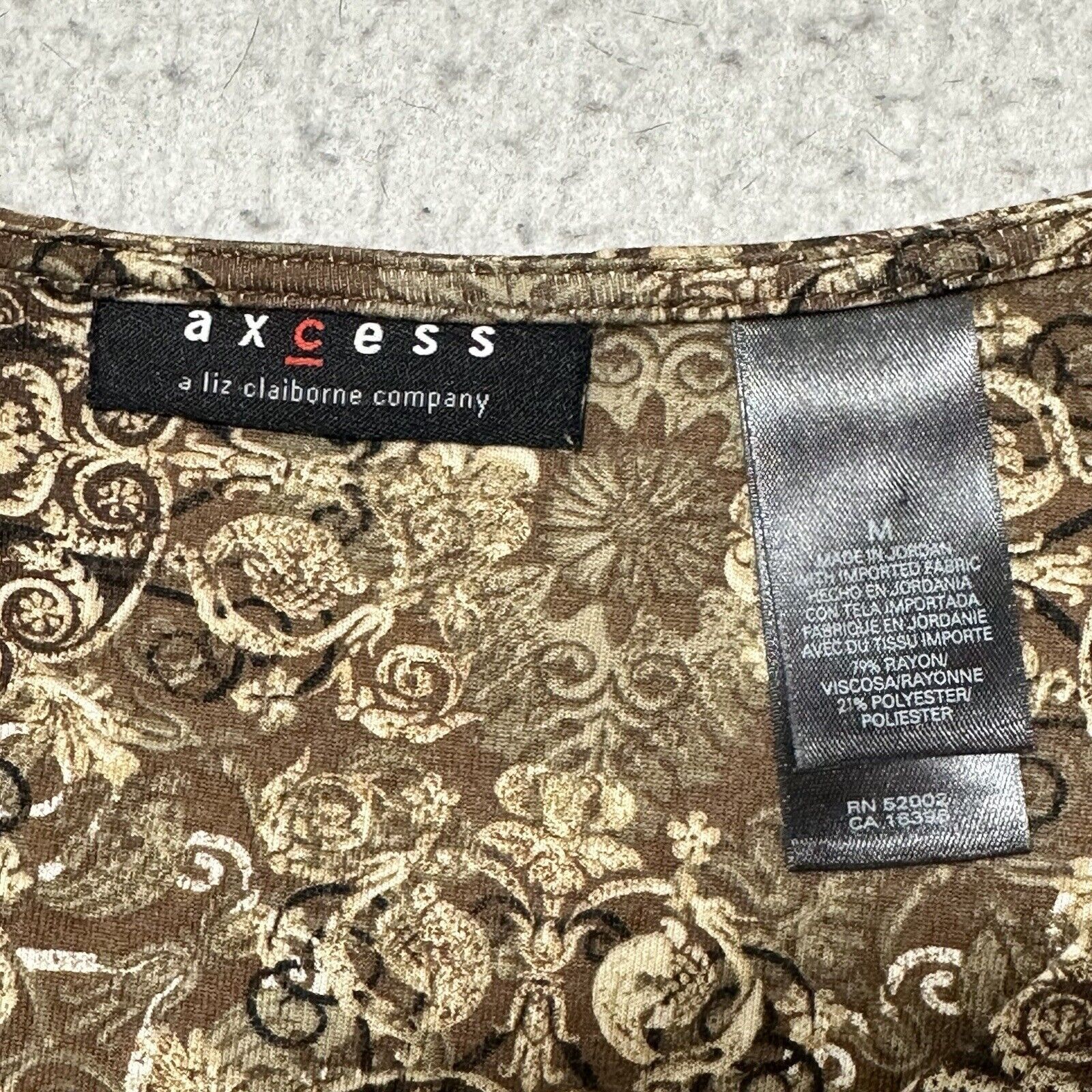 Other Axcess Medium Brown Paisley Floral Long Sleeve T Shirt Top Size M / US 6-8 / IT 42-44 - 3 Thumbnail