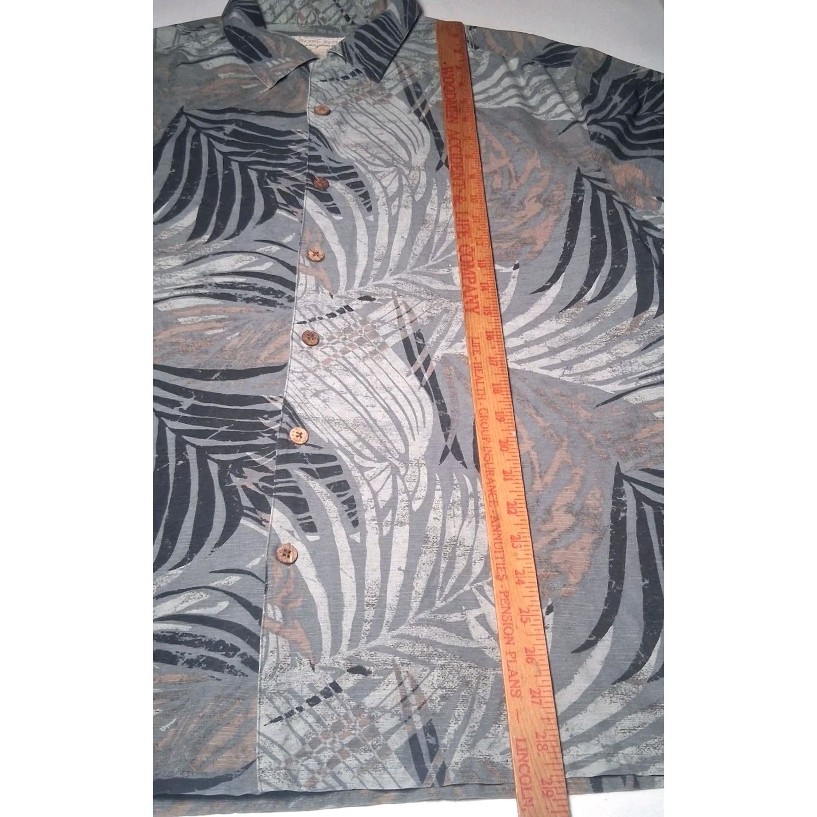 Banana Republic Banana Republic Silk Shirt L Gray Palms Tropical Beach Hawaiian Aloha Button-Up Short Sleeve Casual Size US L / EU 52-54 / 3 - 6 Thumbnail