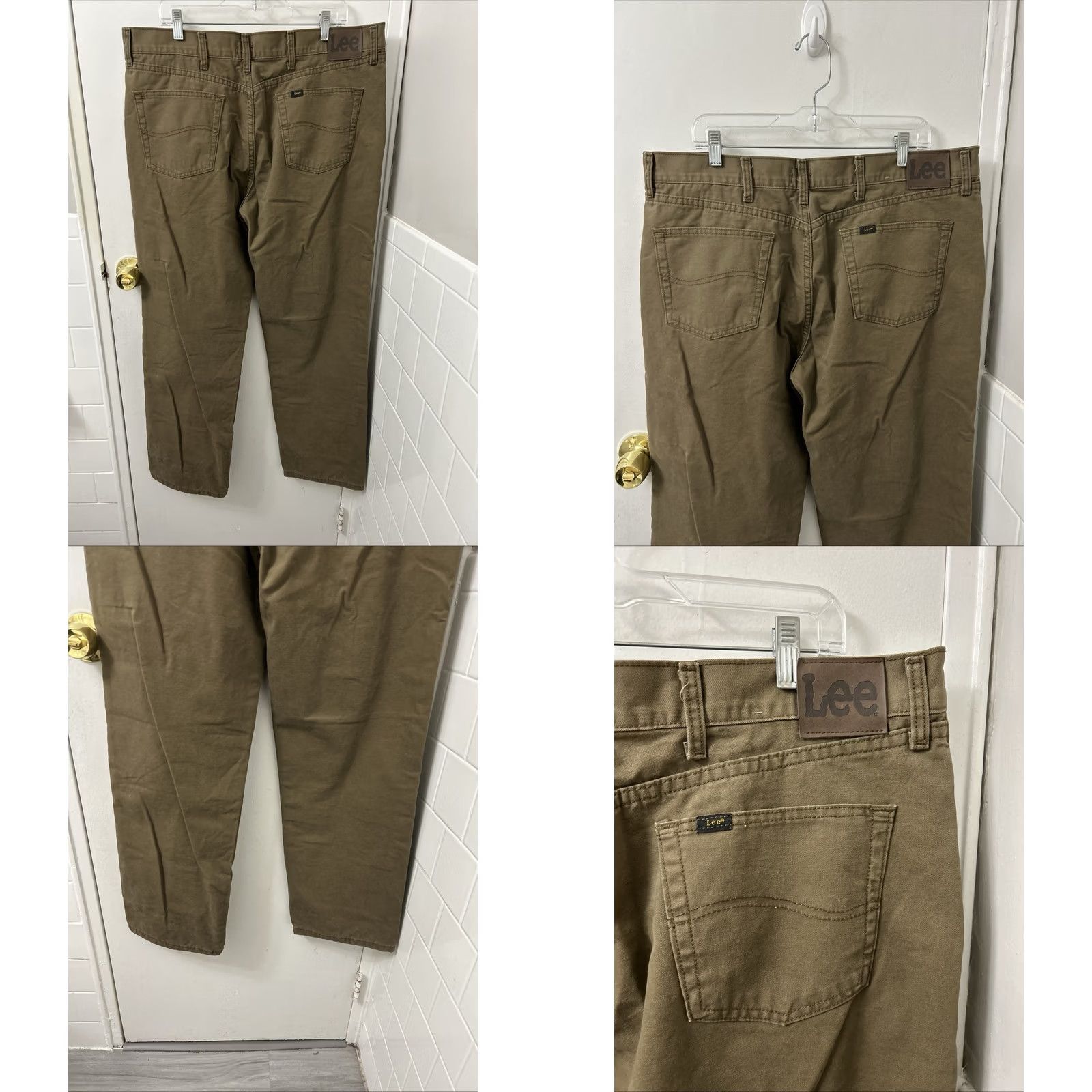 Lee VINTAGE Lee Flannel Lined Pants Mens 40x32 Brown Relaxed Fit Khaki Work Trousers Size US 40 / EU 56 - 8 Thumbnail