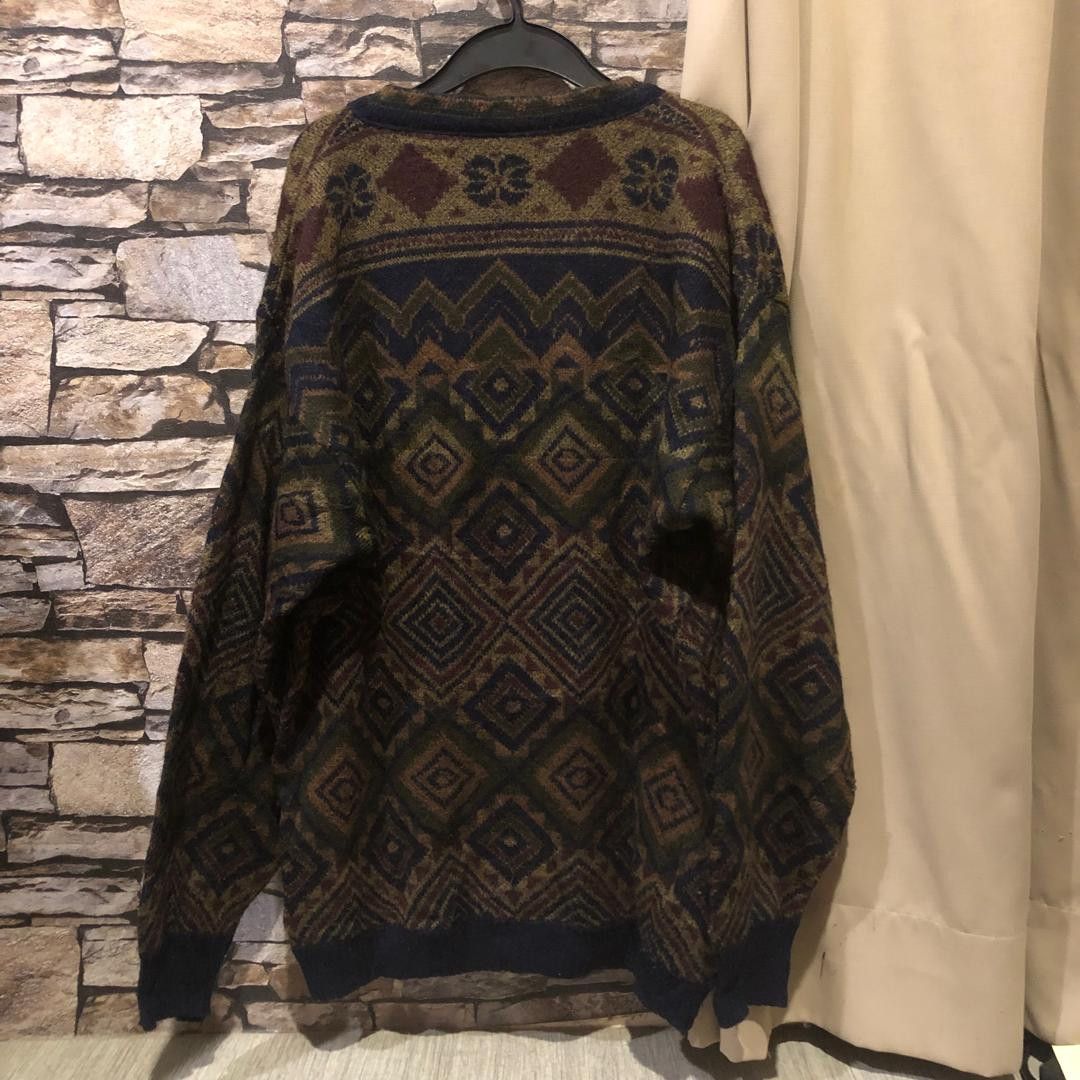 Other Vintage Italian Knit Cardigan Wool Pattern XL Boxy Size US XL / EU 56 / 4 - 3 Thumbnail