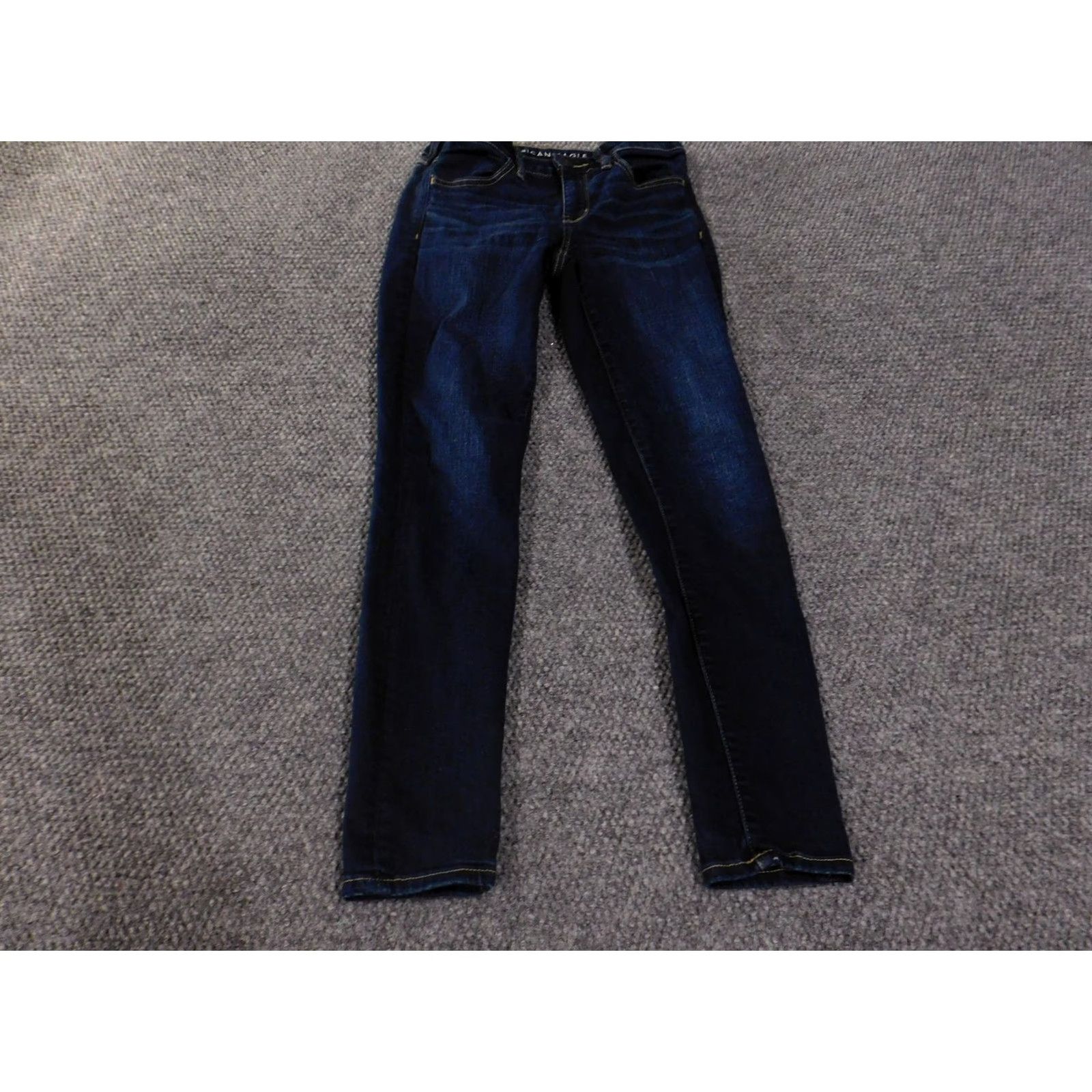 Vintage American Eagle Jeans Womens 6 Regular Jegging Skinny Stretch Denim Pants Dark Wash Blue Logo Pockets Mid Rise Zip Fly Size 28" / US 6 / IT 42 - 2 Thumbnail