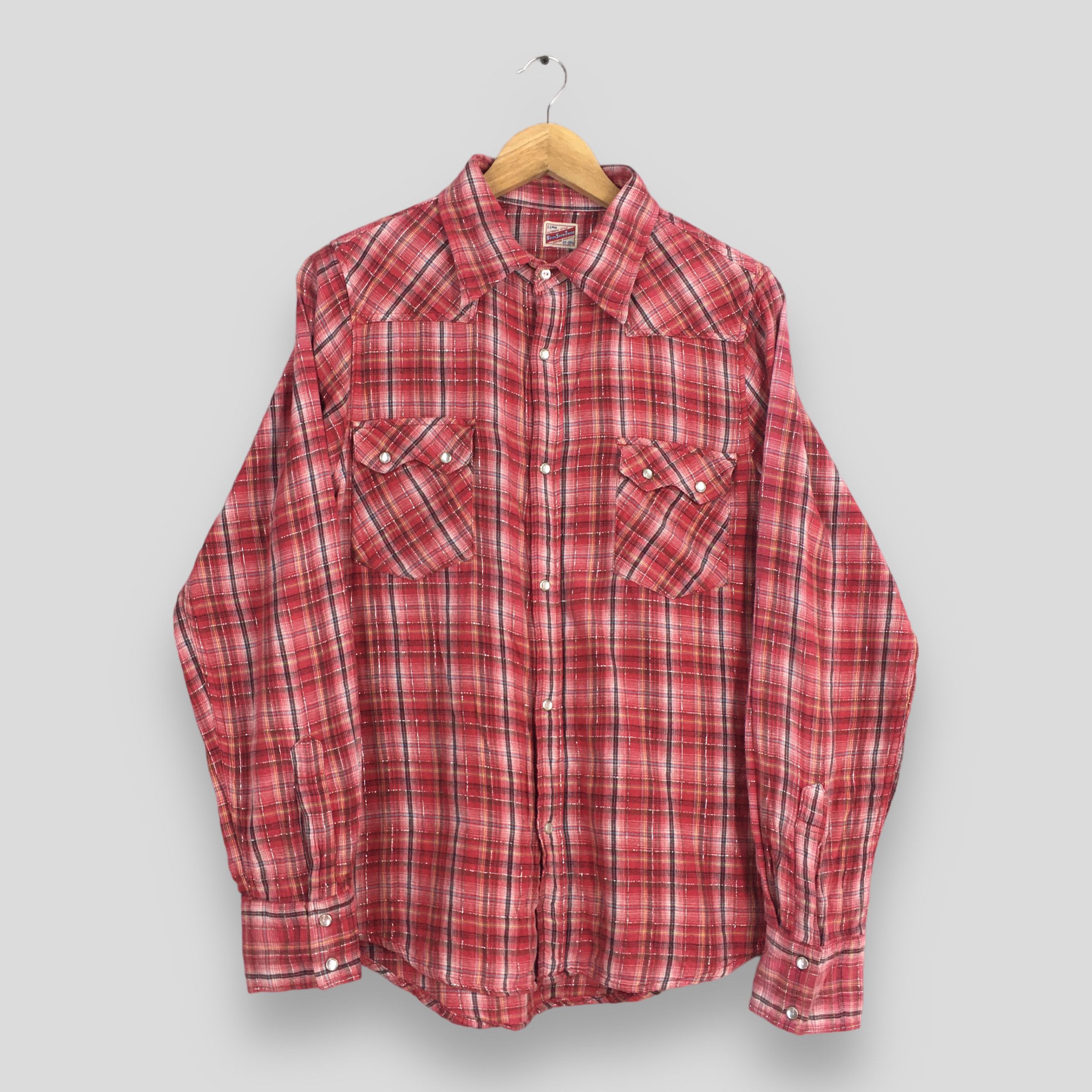 Vintage Vintage 80s Tartan Checkered Red Western Shirt Large Size US L / EU 52-54 / 3 - 1 Thumbnail