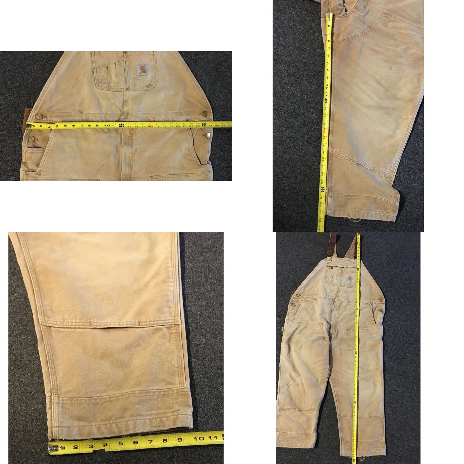 Carhartt VINTAGE Carhartt Overalls Jeans 48 Tan Distressed Faded Double Knee 27 Inseam Trucker Workwear 80s 90s Grunge Punk Rocker Mens Size US 32 / EU 48 - 10 Thumbnail