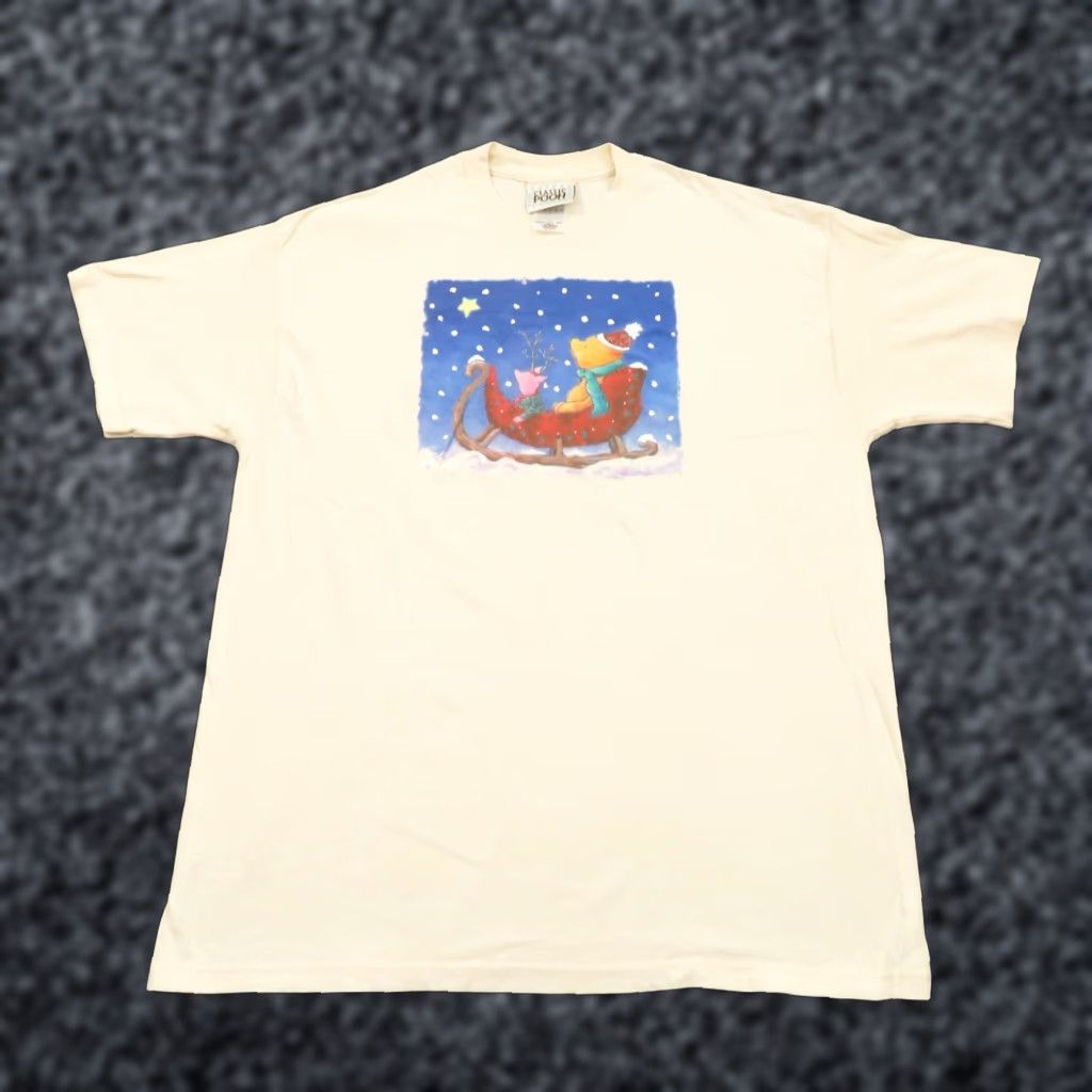 Disney VINTAGE Winnie The Pooh Shirt XL Men 90s Made in USA Piglet VTG Graphic Tee Xmas Shirt Men XL Beige Disney T-Shirt 90s Christmas USA Graphics Size US XL / EU 56 / 4 - 1 Thumbnail