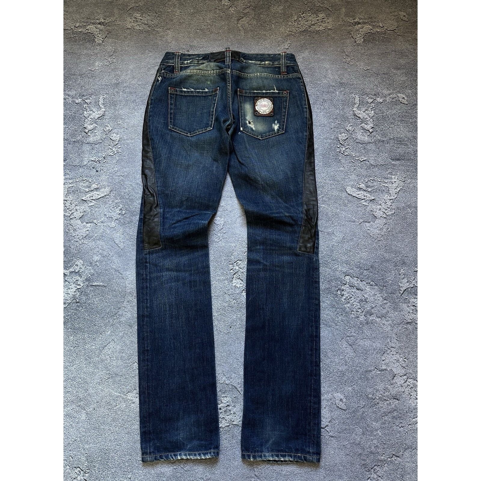 Dsquared2 Vintage Dsquared2 Distressed Leather Inserts Denim Pants Size 30" / US 8 / IT 44 - 1 Thumbnail