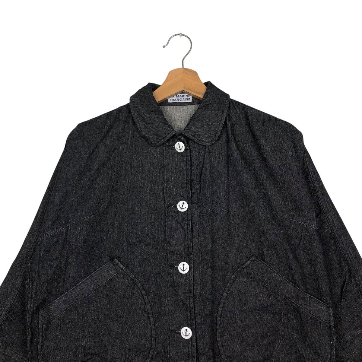 45rpm 📌Vintage Cropped Denim Jacket Worker La Marine Francaise Size US M / EU 48-50 / 2 - 4 Thumbnail