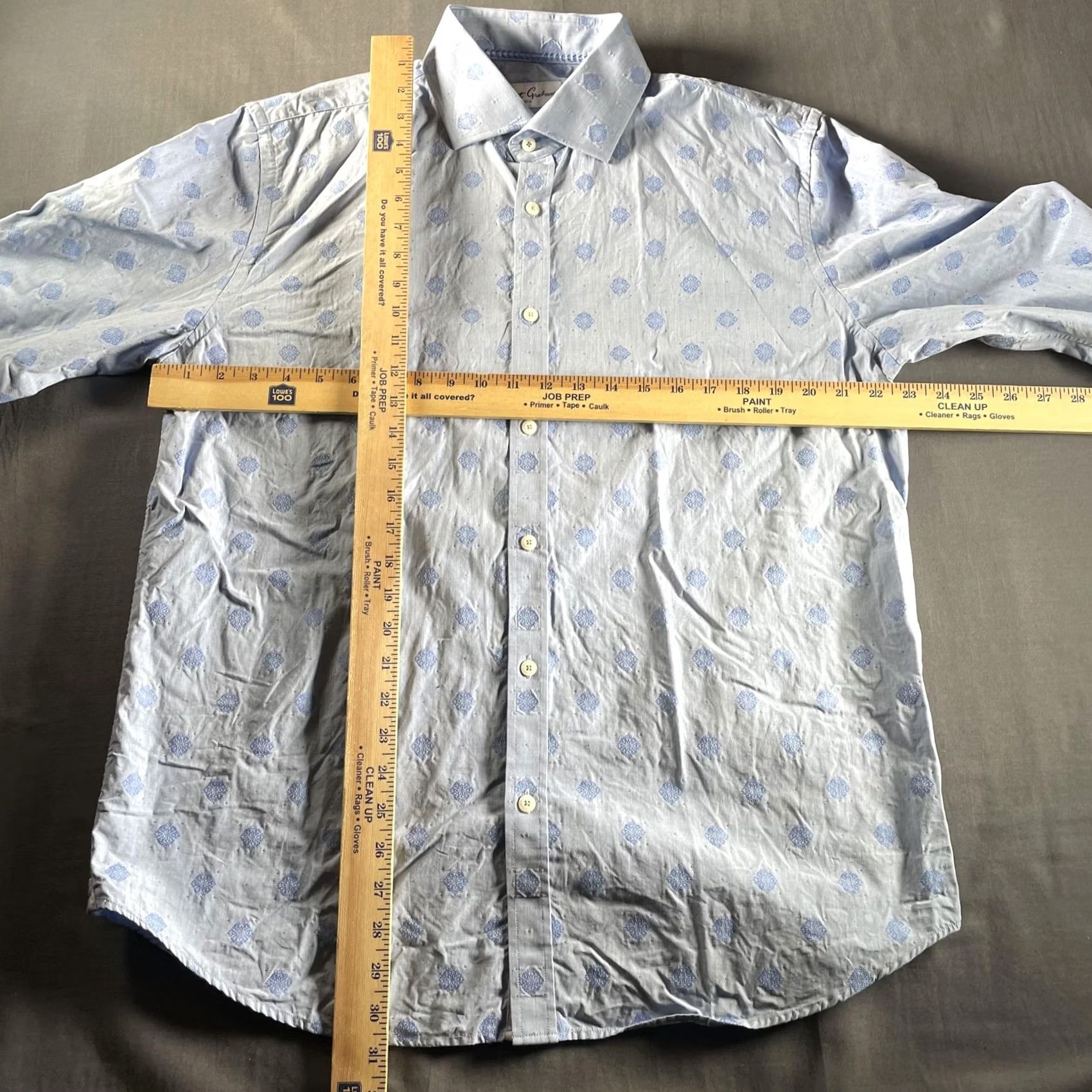 Robert Graham Robert Graham Shirt Mens XL Light Blue Embroidered Medallion Button-Down Cotton Shirt Size US XL / EU 56 / 4 - 7 Thumbnail