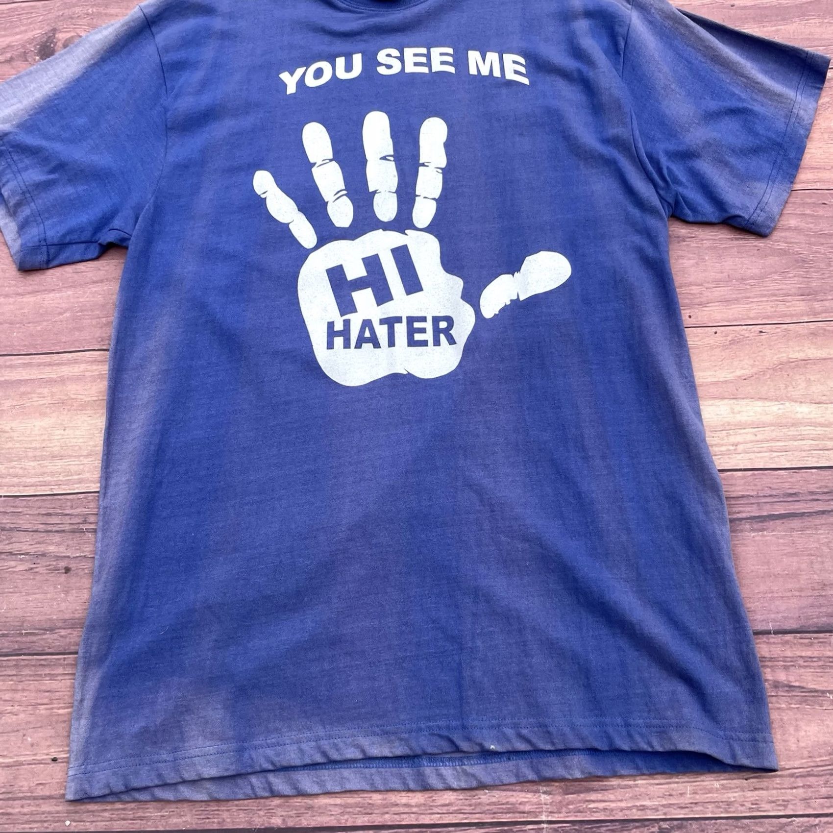 Vintage Y2K You See Me Hi Hater Mainoo Hip Hop Rap Tee Sun Faded Purple Shirt Mens 2XL Size US XXL / EU 58 / 5 - 6 Thumbnail