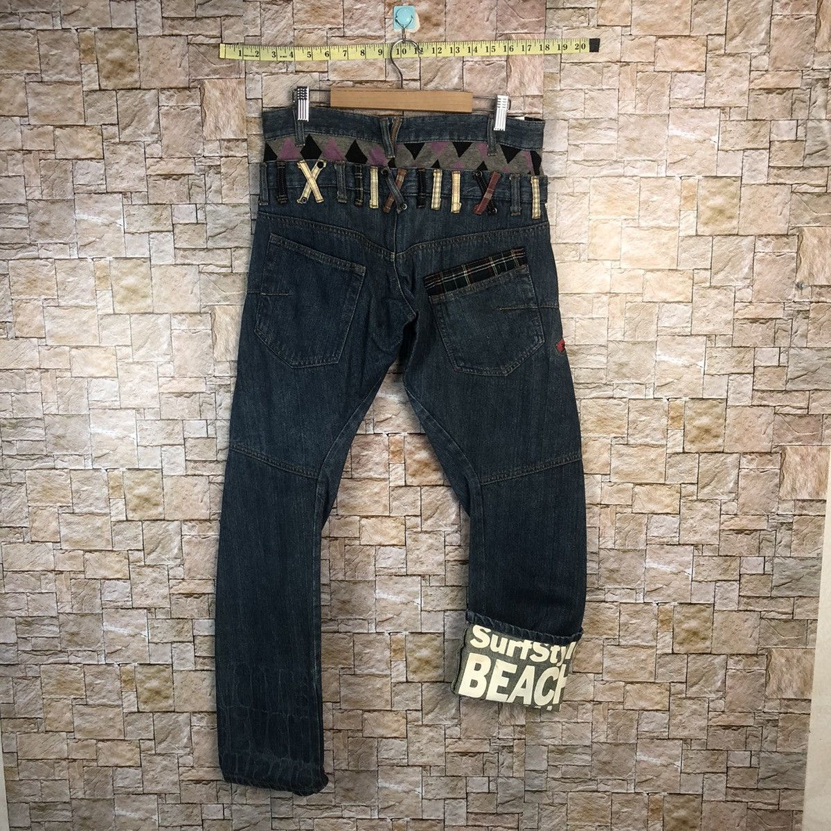 Other Surf Style Double Waist Blue Denim Pants #A72 Size US 31 - 14 Thumbnail