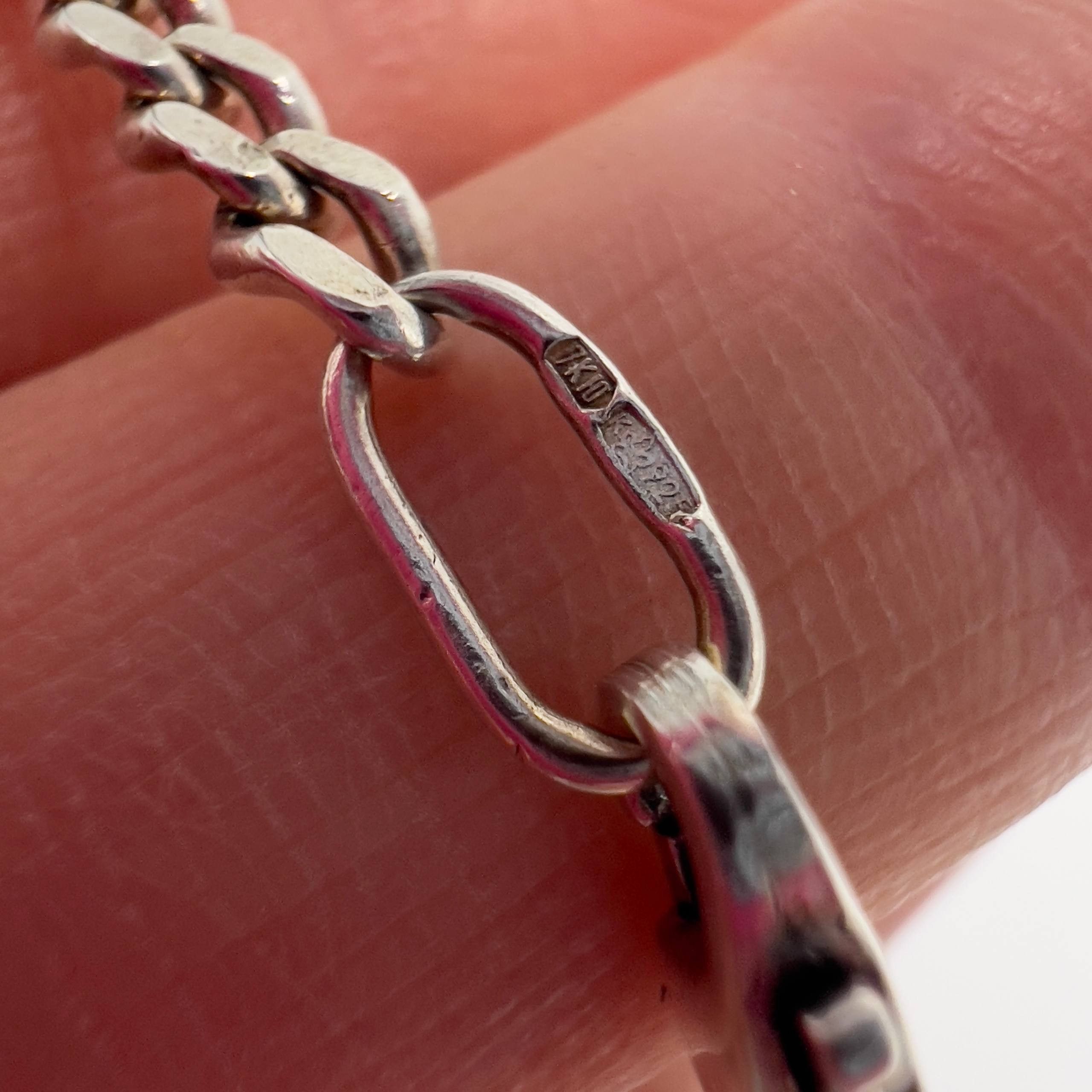 Sterling Silver Vintage Sterling Silver 925 Figaro Chain Necklace 11.4gr Size ONE SIZE - 4 Thumbnail