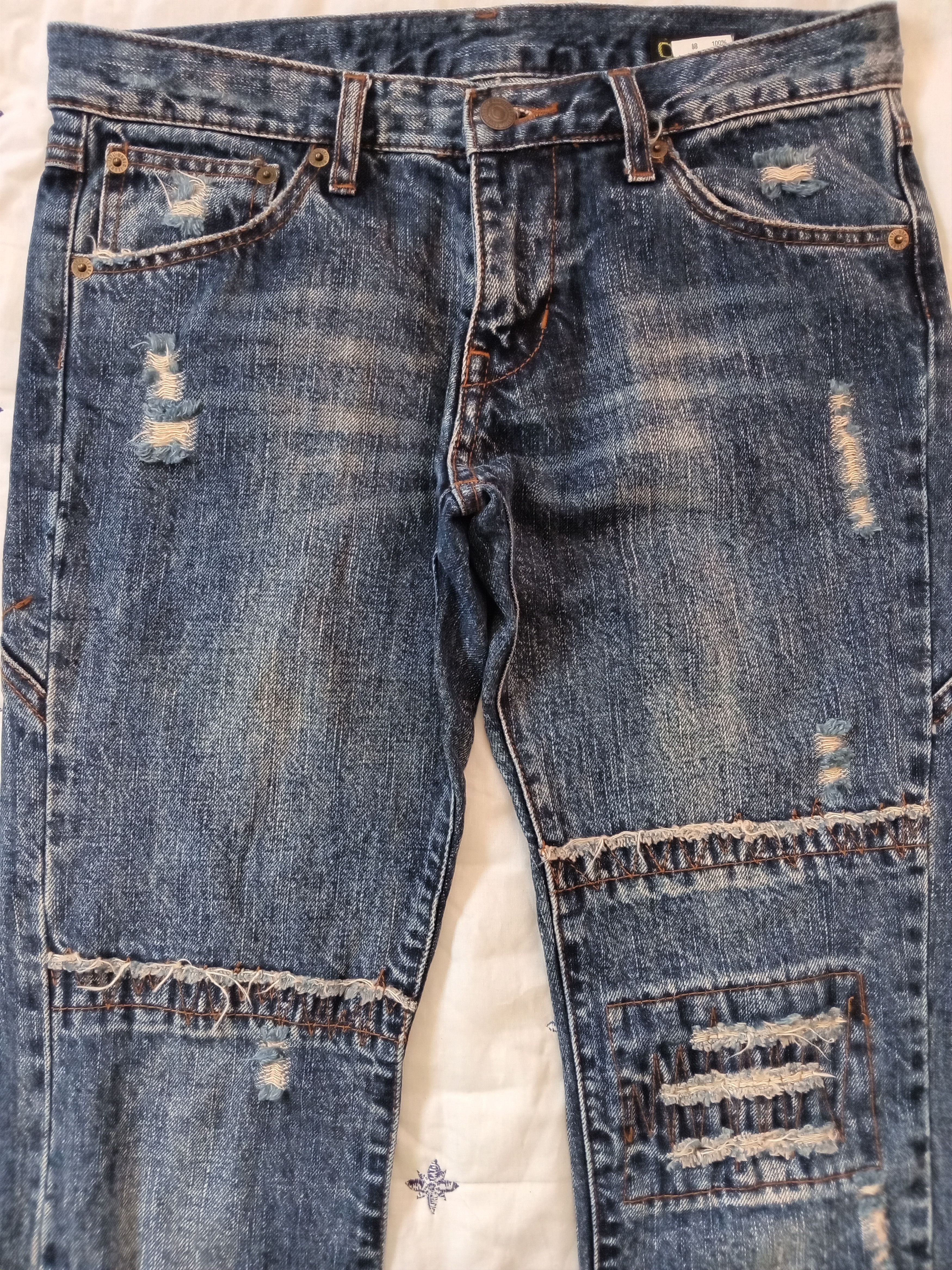 Japanese Brand DEAR HEART💥 Vintage Japan Distressed Flare Jeans Size US 31 - 12 Thumbnail