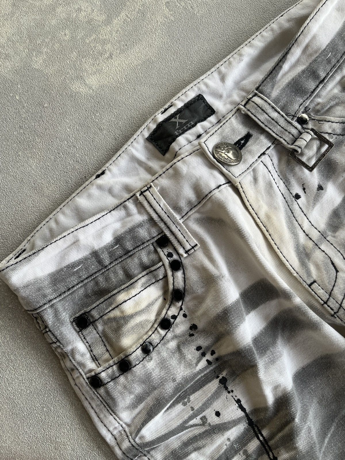 If Six Was Nine 2000’s Xfrm Flare Studded Painted Clawmark Boot Cut Pants Size US 29 - 4 Thumbnail