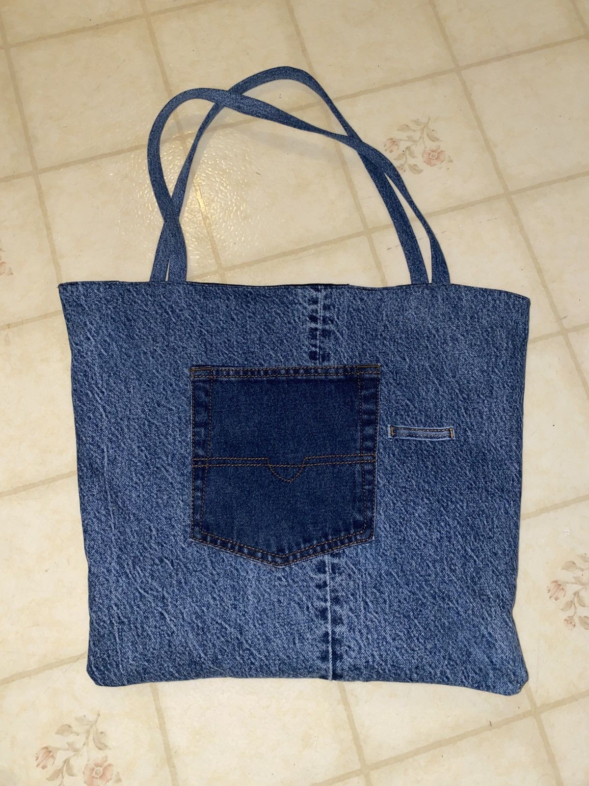 Vintage Upcycled Stonewashed Jean Tote Denim Bag Size ONE SIZE - 1 Thumbnail