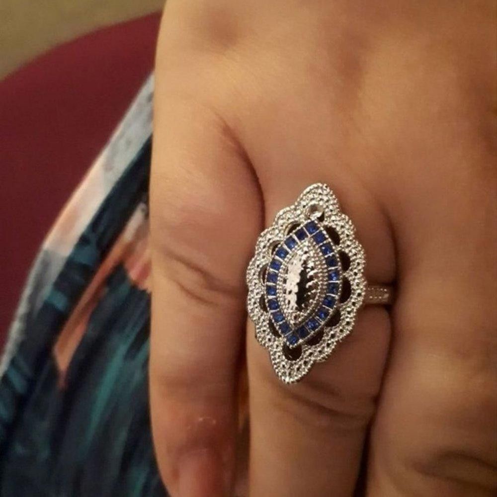 Designer Vintage 2.35CT White & Blue Sapphire Art Deco Ring - Size 7 Size ONE SIZE - 8 Thumbnail