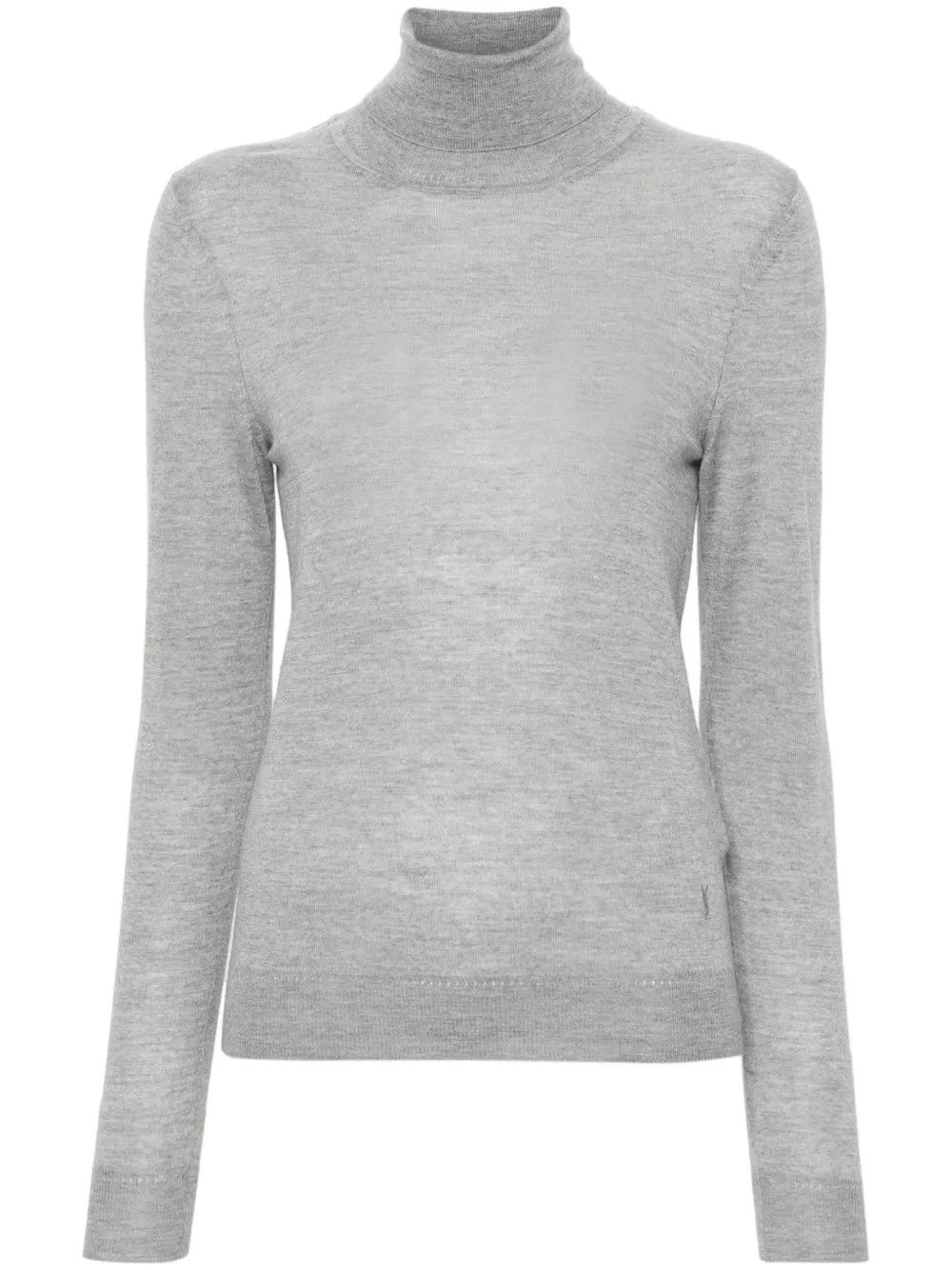 Saint Laurent Paris o1y0126 Turtleneck Sweater in Light Gray Size L / US 10 / IT 46 - 1 Thumbnail