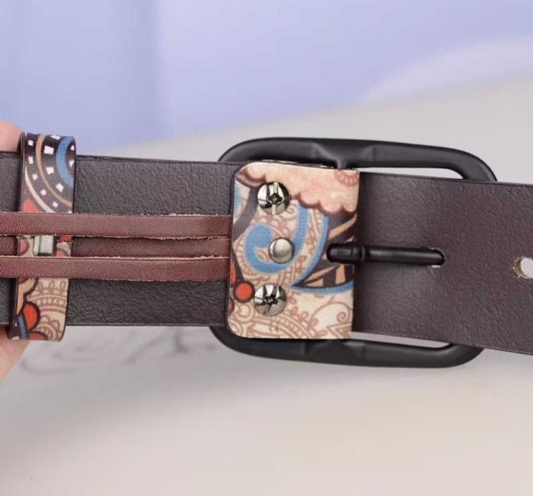 Japanese Brand 💥Unique print cowhide graffiti belt Size ONE SIZE - 5 Thumbnail