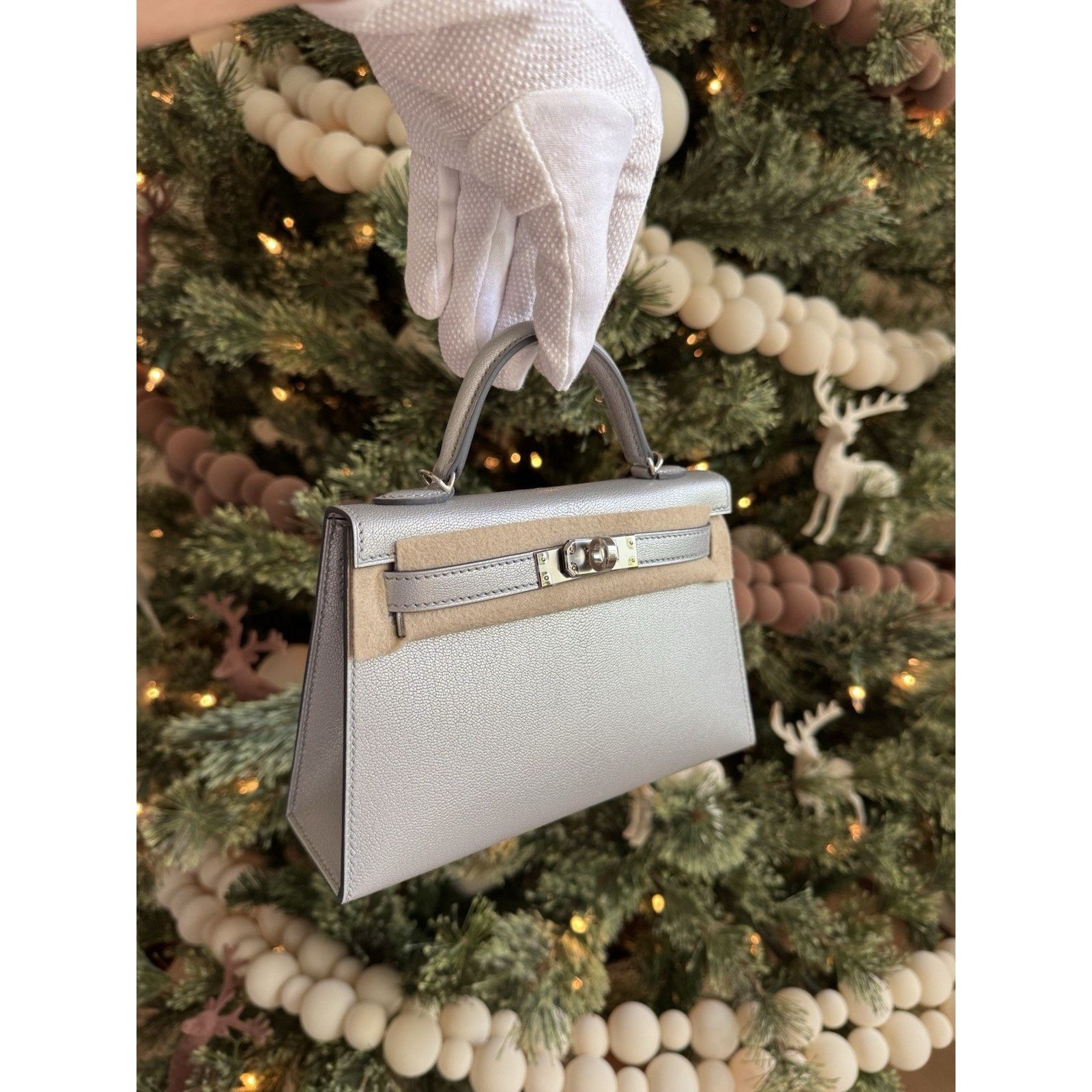 Hermes Mini Kelly 20 Sellier Argent Chevre Chamkilight Palladium Size ONE SIZE - 6 Thumbnail